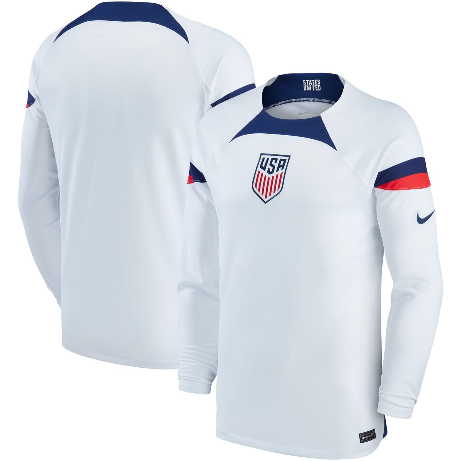 USMNT Home Jersey Shirt Long Sleeve White 2022-23 for Men