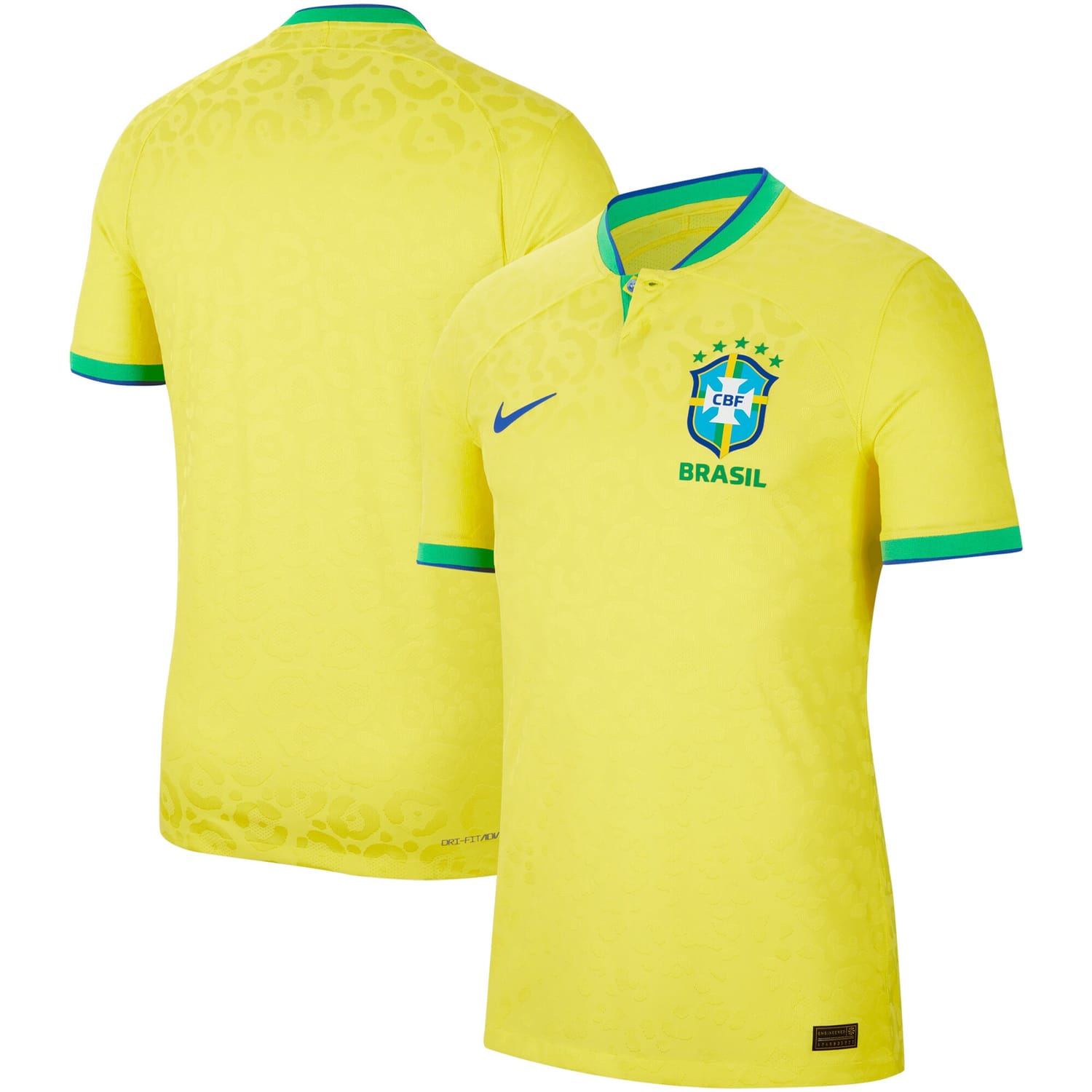 Brazil National Team Home Authentic Jersey Shirt Yellow 2022-23 for Men