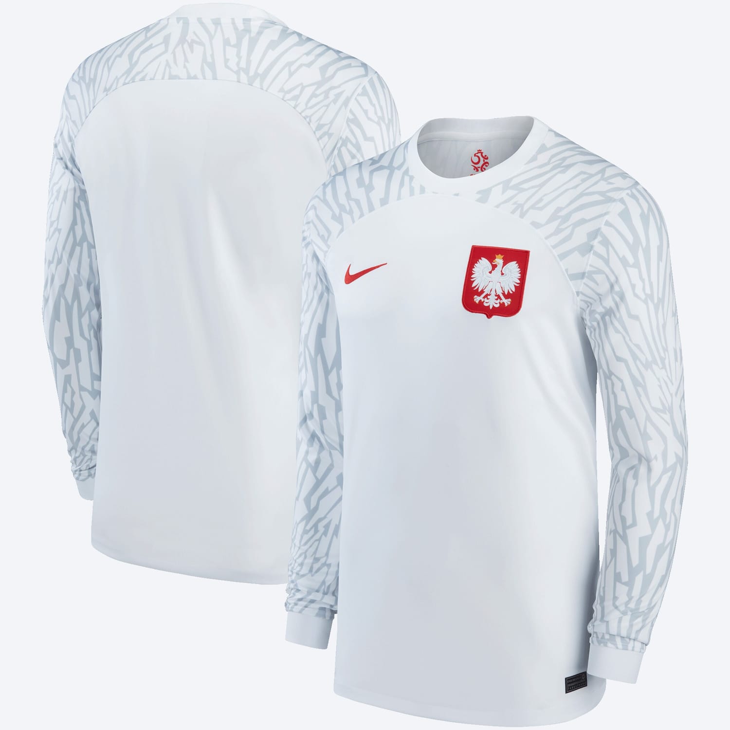 Poland National Team Home Jersey Shirt Long Sleeve White 2022-23 for Men