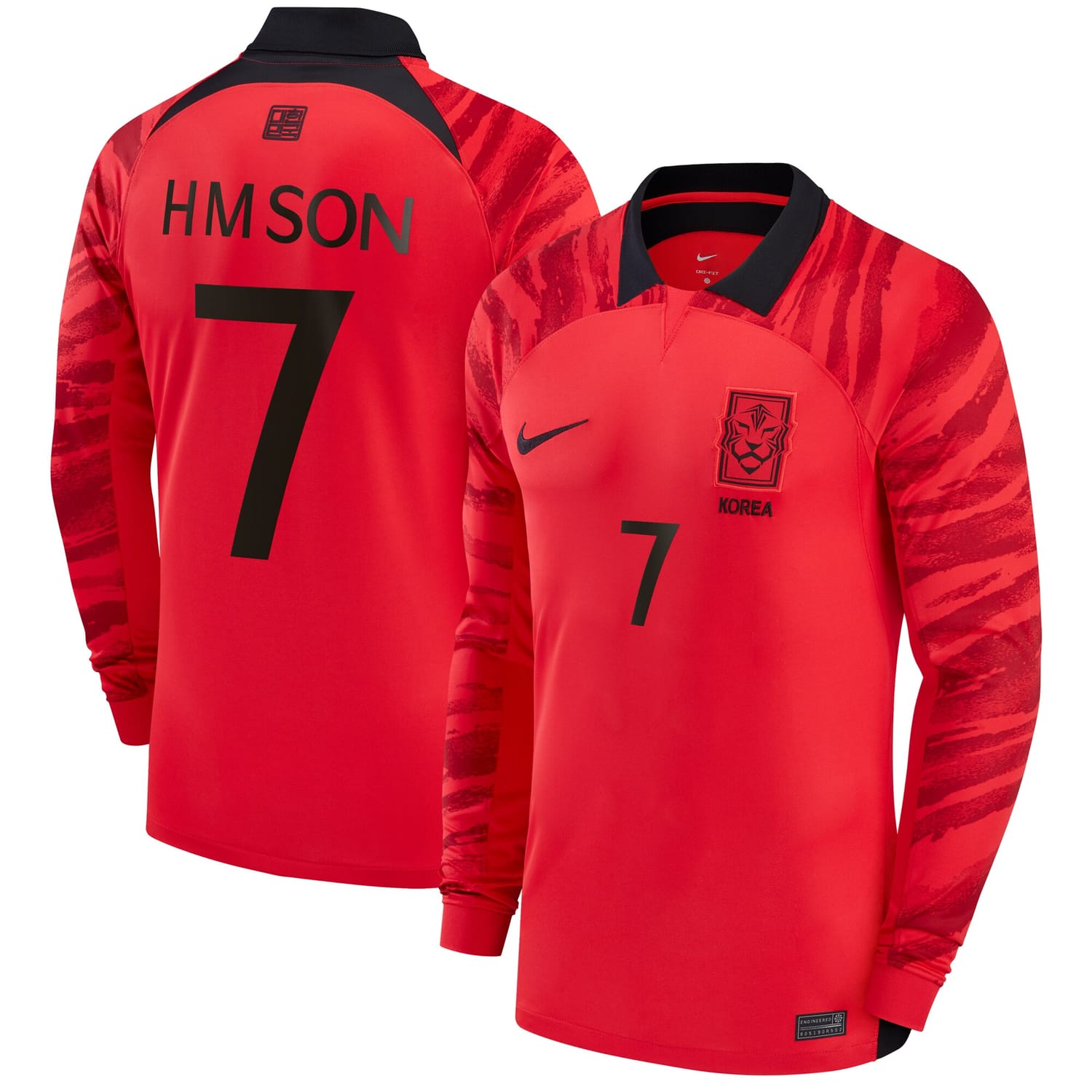 South Korea National Team Home Jersey Shirt Long Sleeve Red 2022-23 player Son Heung-min printing for Men