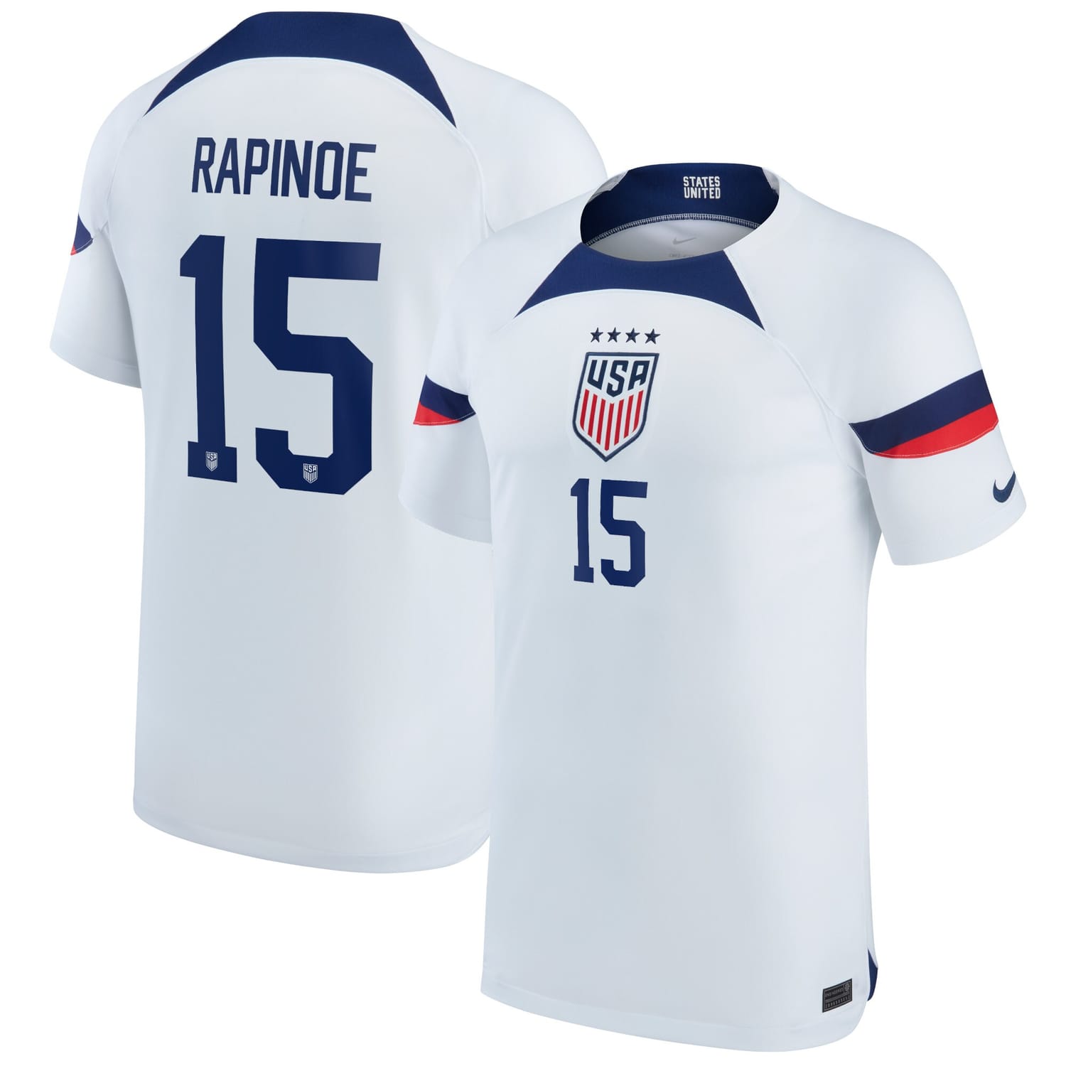 USWNT Home Jersey Shirt White 2022-23 player Megan Rapinoe printing for Men