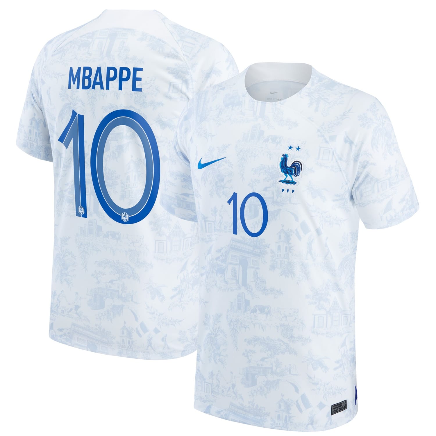 France National Team Away Jersey Shirt White 2022-23 player Kylian Mbappe printing for Men