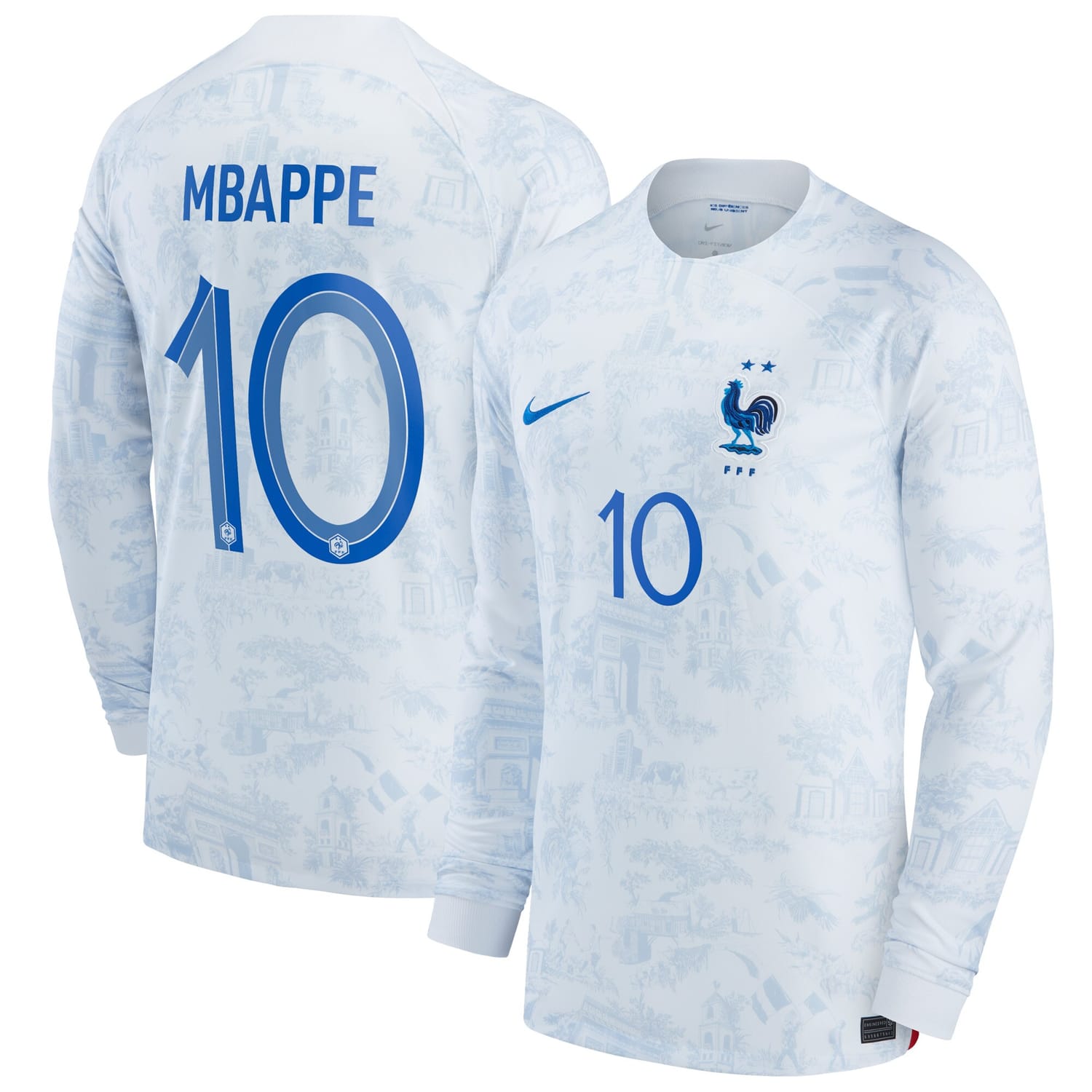 France National Team Away Jersey Shirt White 2022-23 player Kylian Mbappe printing for Men