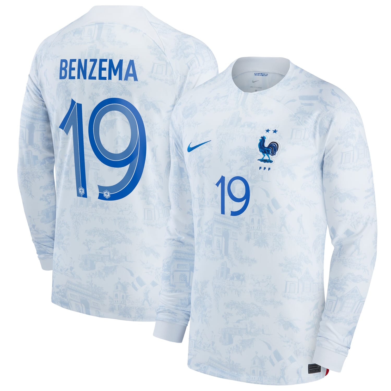 France National Team Away Jersey Shirt White 2022-23 player Karim Benzema printing for Men