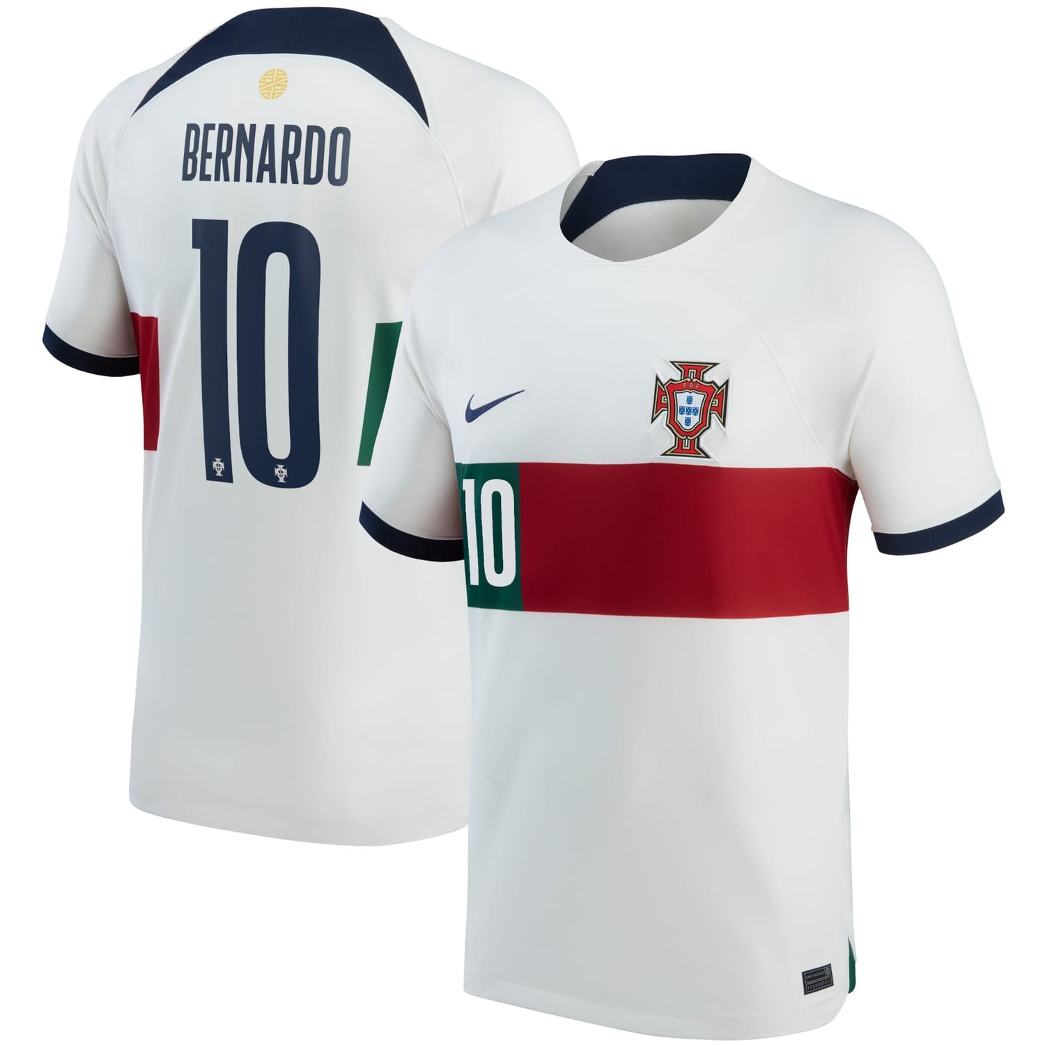 Portugal National Team Away Jersey Shirt White 2022-23 player Bernardo Silva printing for Men