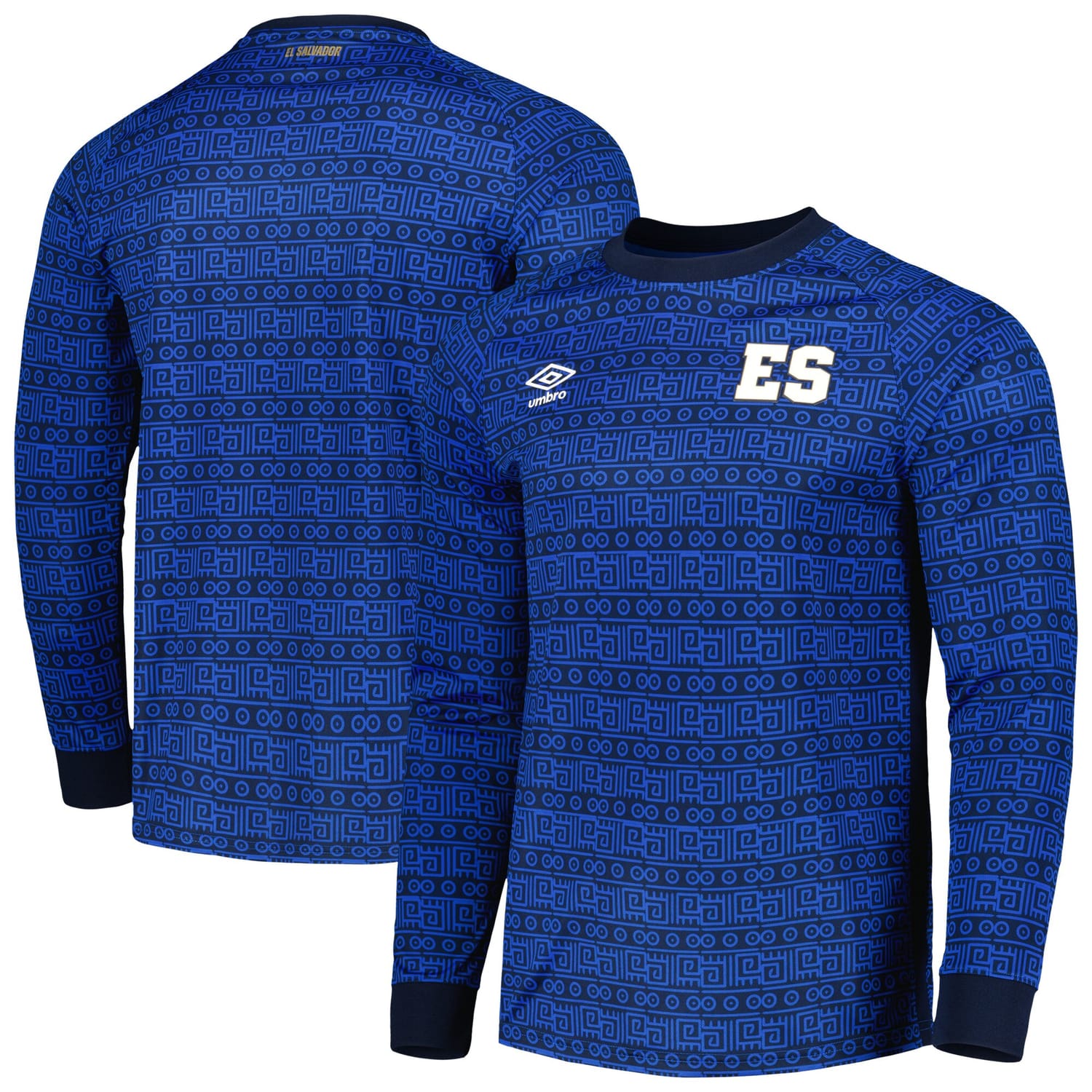 El Salvador National Team Pre-Match Jersey Shirt Long Sleeve Blue 2023 for Men