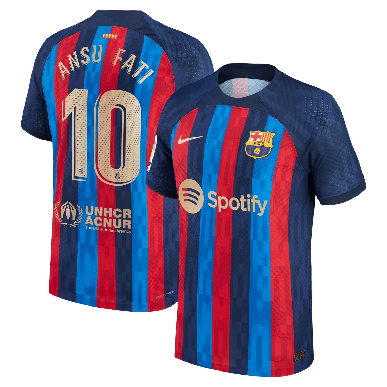 La Liga Barcelona Home Authentic Jersey Shirt Blue 2022-23 player Ansu Fati printing for Men