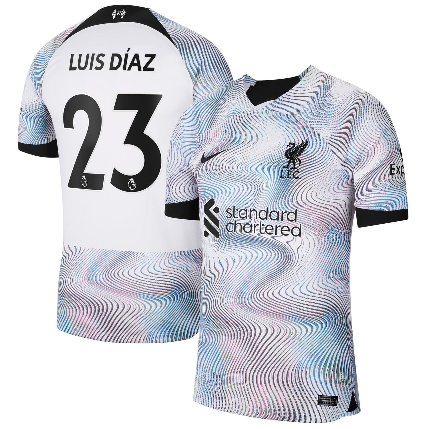 Premier League Liverpool Home Jersey Shirt White 2022-23 player Luis Diaz printing for Men