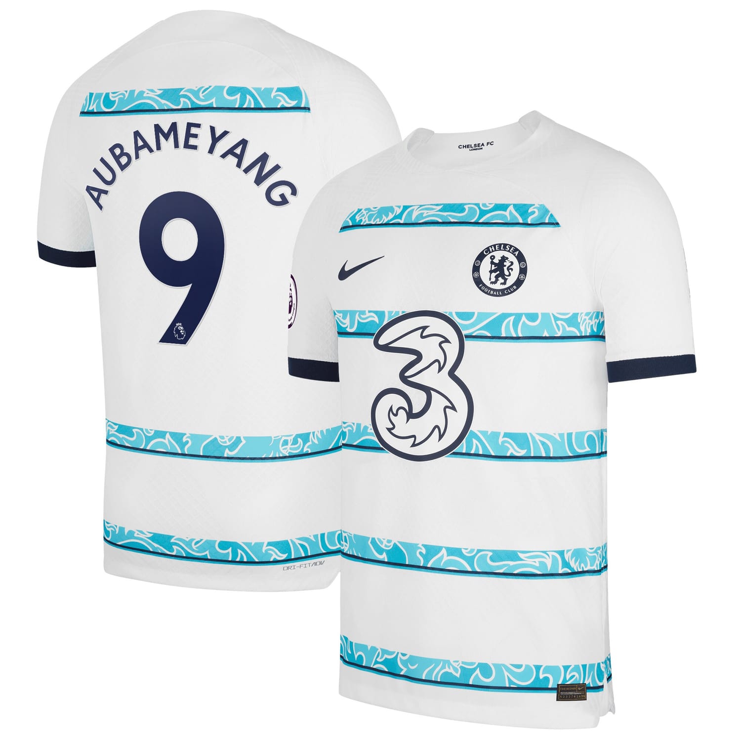 Premier League Chelsea Away Authentic Jersey Shirt White 2022-23 player Pierre-Emerick Aubameyang printing for Men