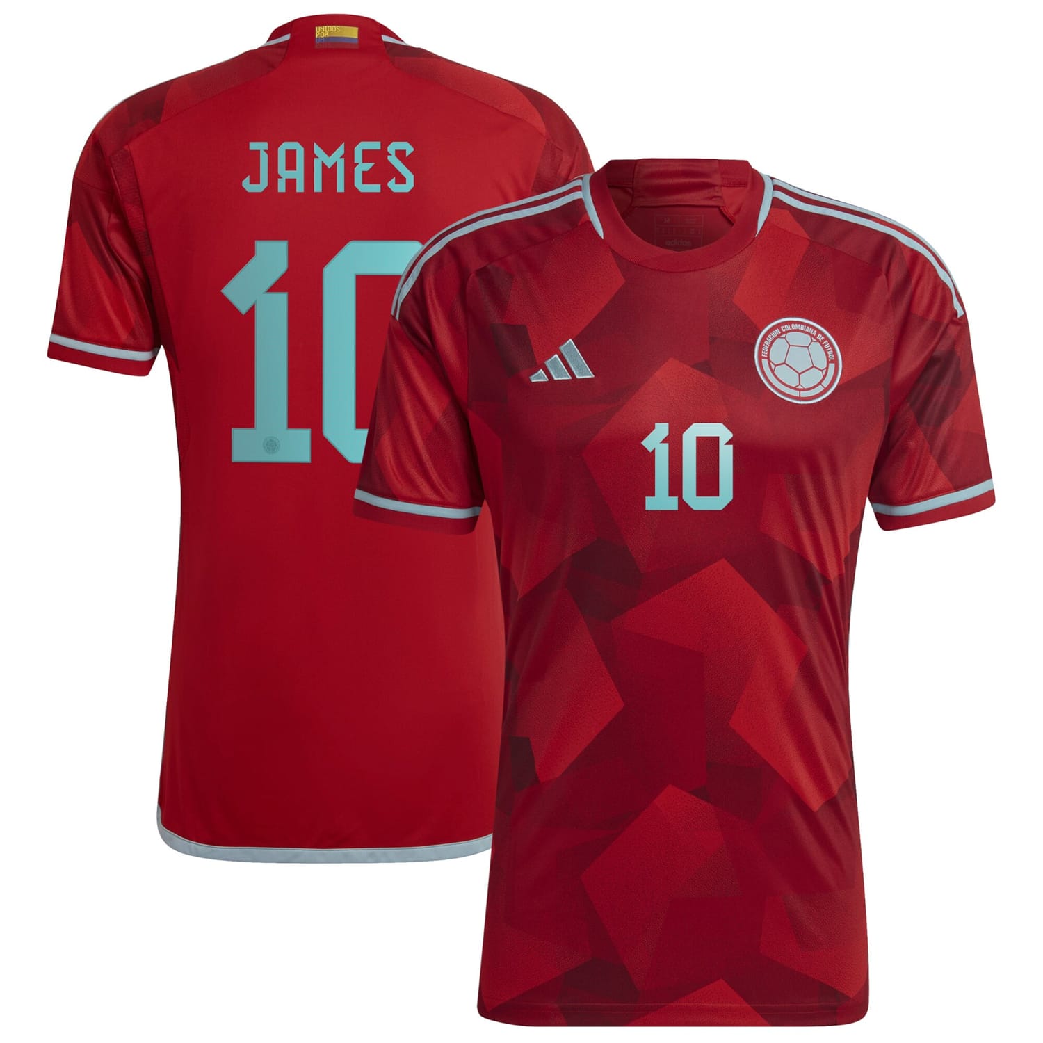 Colombia National Team Away Jersey Shirt Red 2022-23 player James Rodriguez printing for Men
