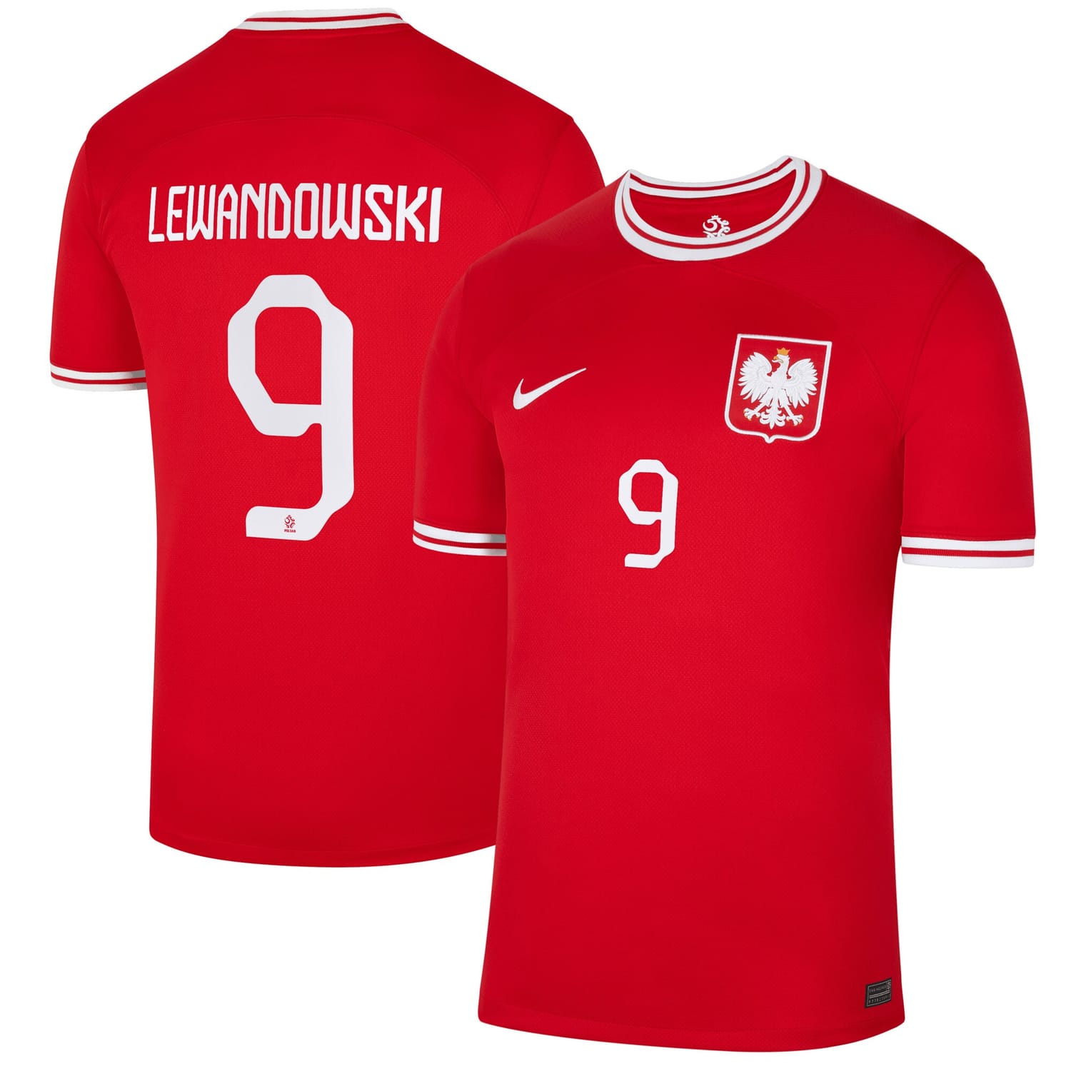 Poland National Team Away Jersey Shirt Red 2022-23 player Robert Lewandowski printing for Men