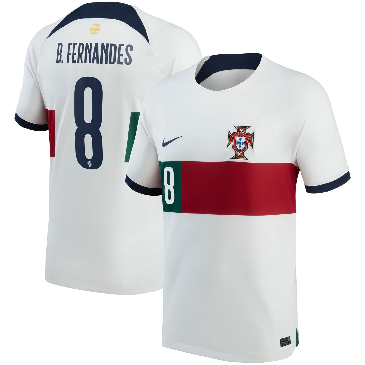 Portugal National Team Away Jersey Shirt White 2022-23 player Bruno Fernandes printing for Men