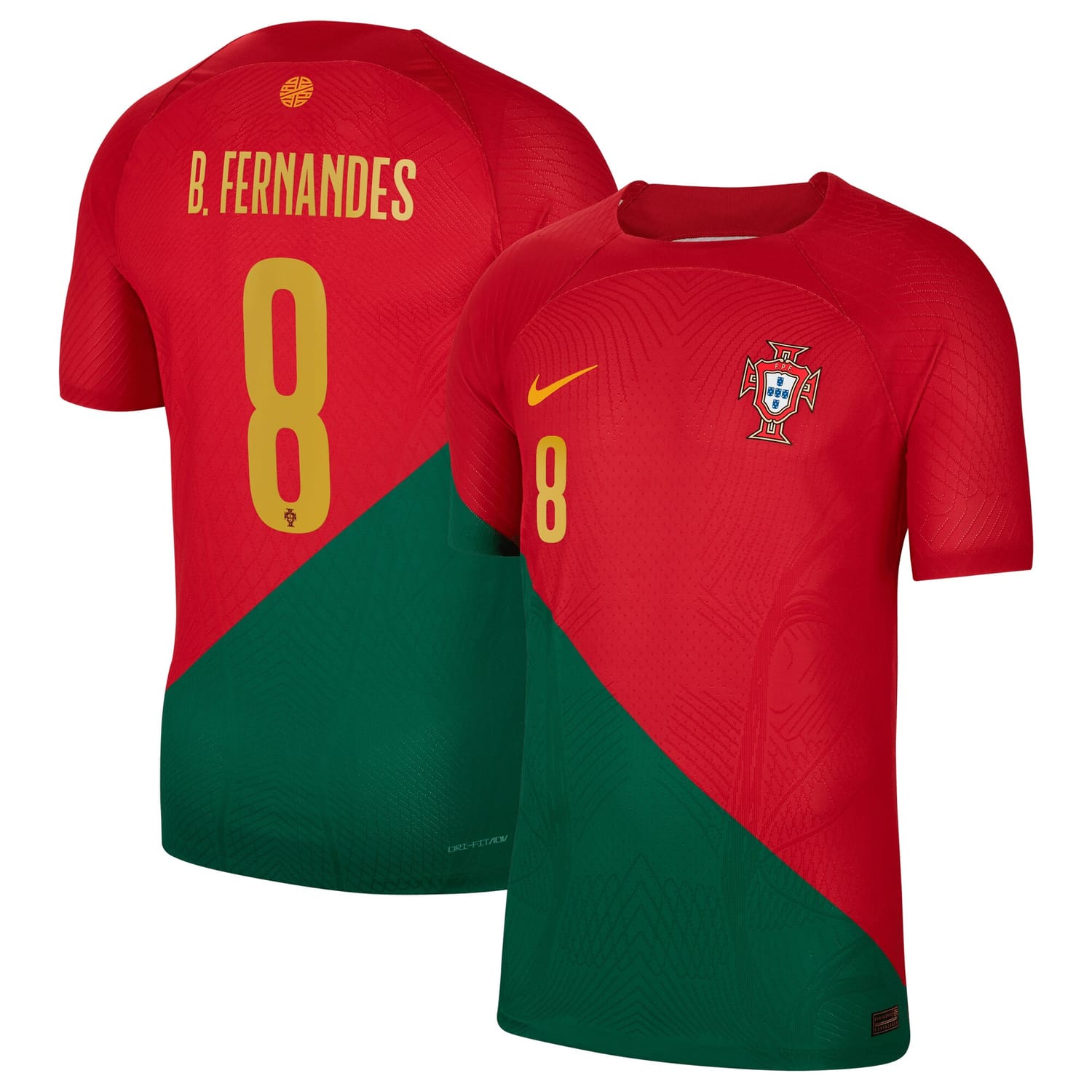 Portugal National Team Home Authentic Jersey Shirt Red 2022-23 player Bruno Fernandes printing for Men