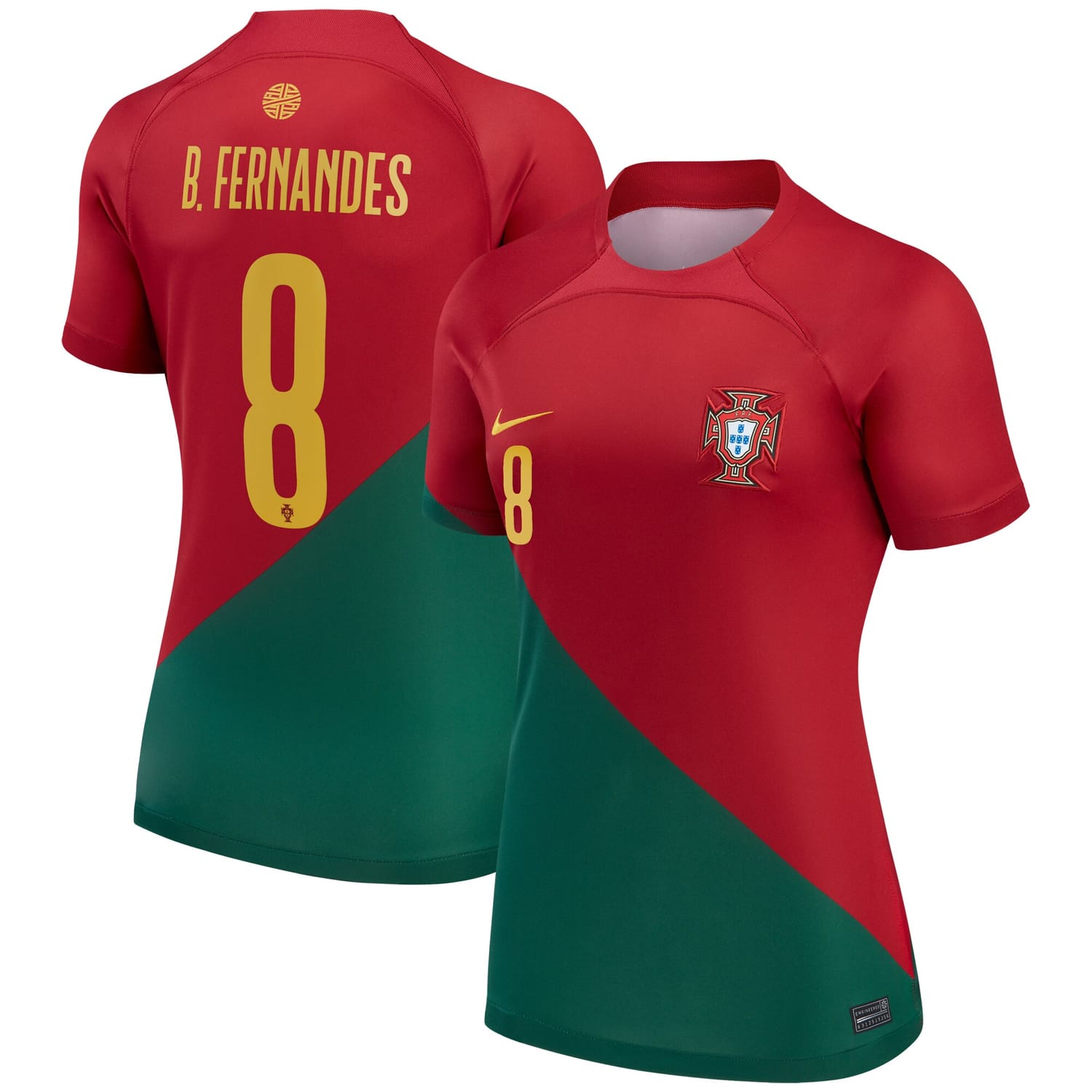 Portugal National Team Home Jersey Shirt Red 2022-23 player Bruno Fernandes printing for Women