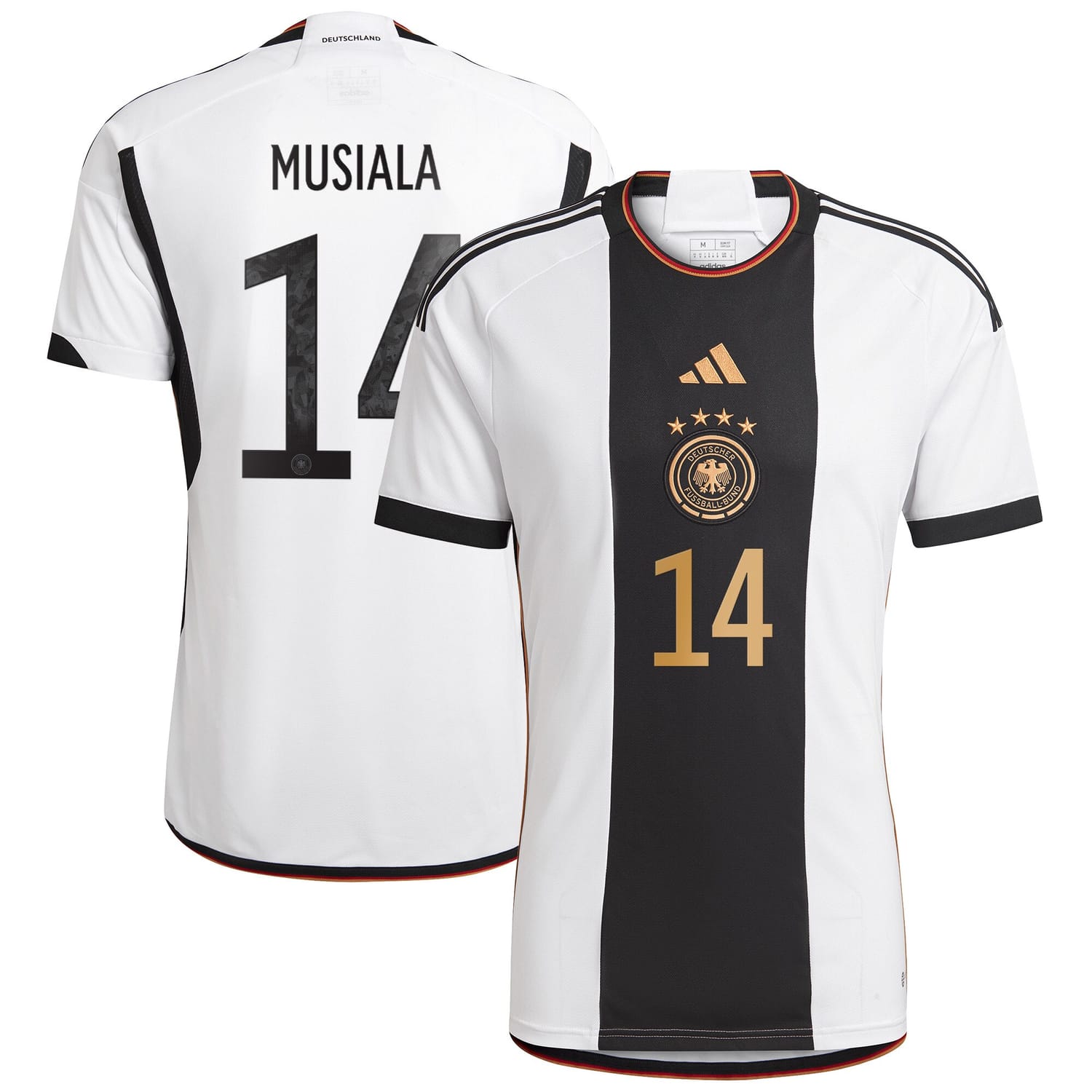 Germany National Team Home Jersey Shirt White 2022-23 player Jamal Musiala printing for Men