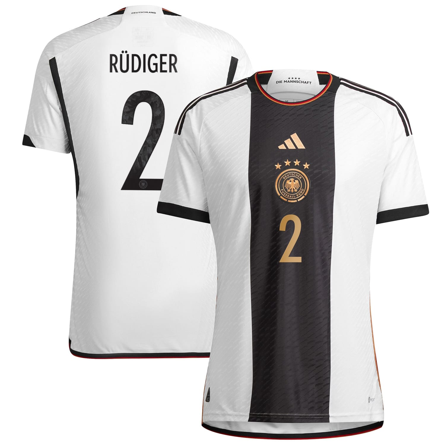 Germany National Team Home Authentic Jersey Shirt White 2022-23 player Antonio Rüdiger printing for Men