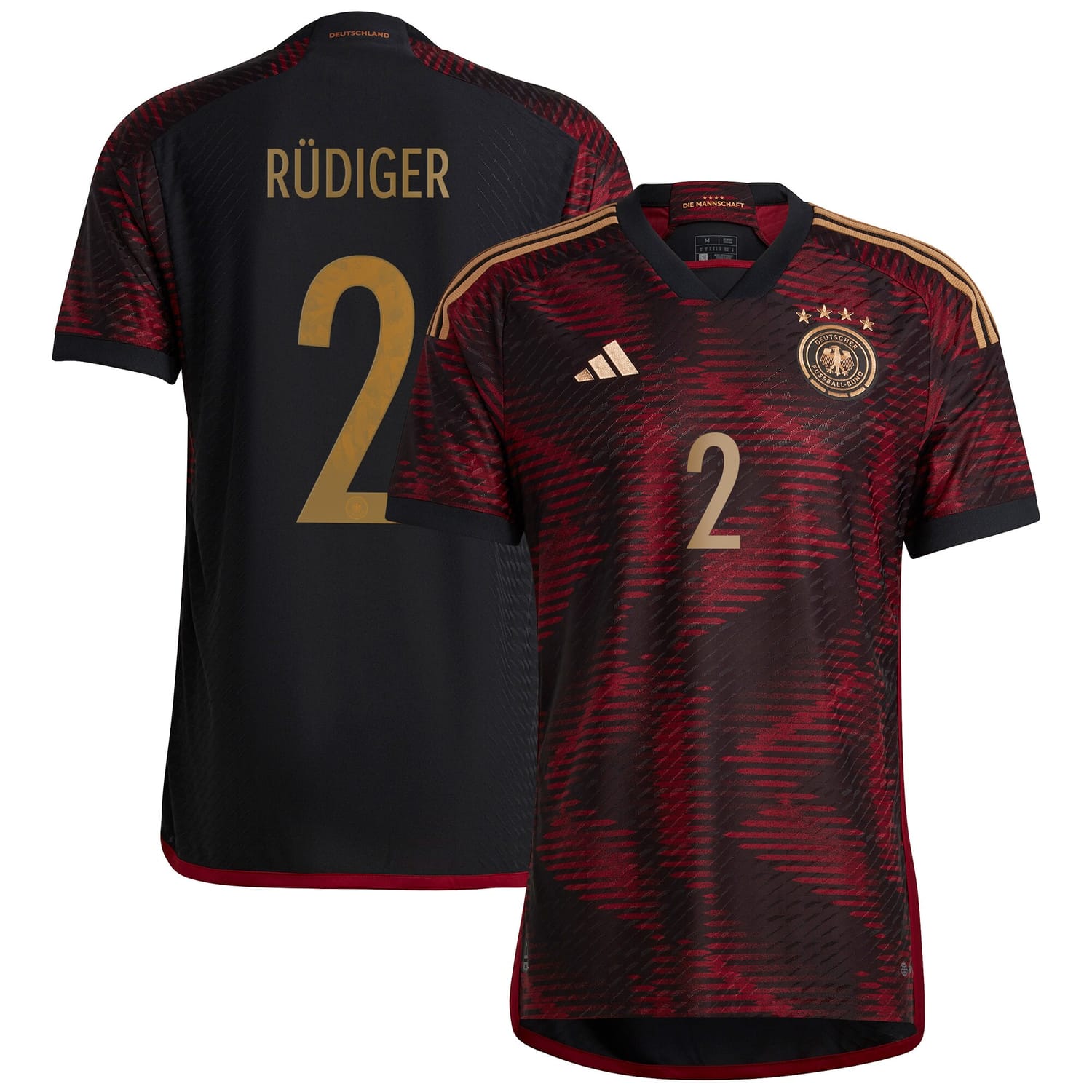 Germany National Team Away Authentic Jersey Shirt Black 2022-23 player Antonio Rüdiger printing for Men