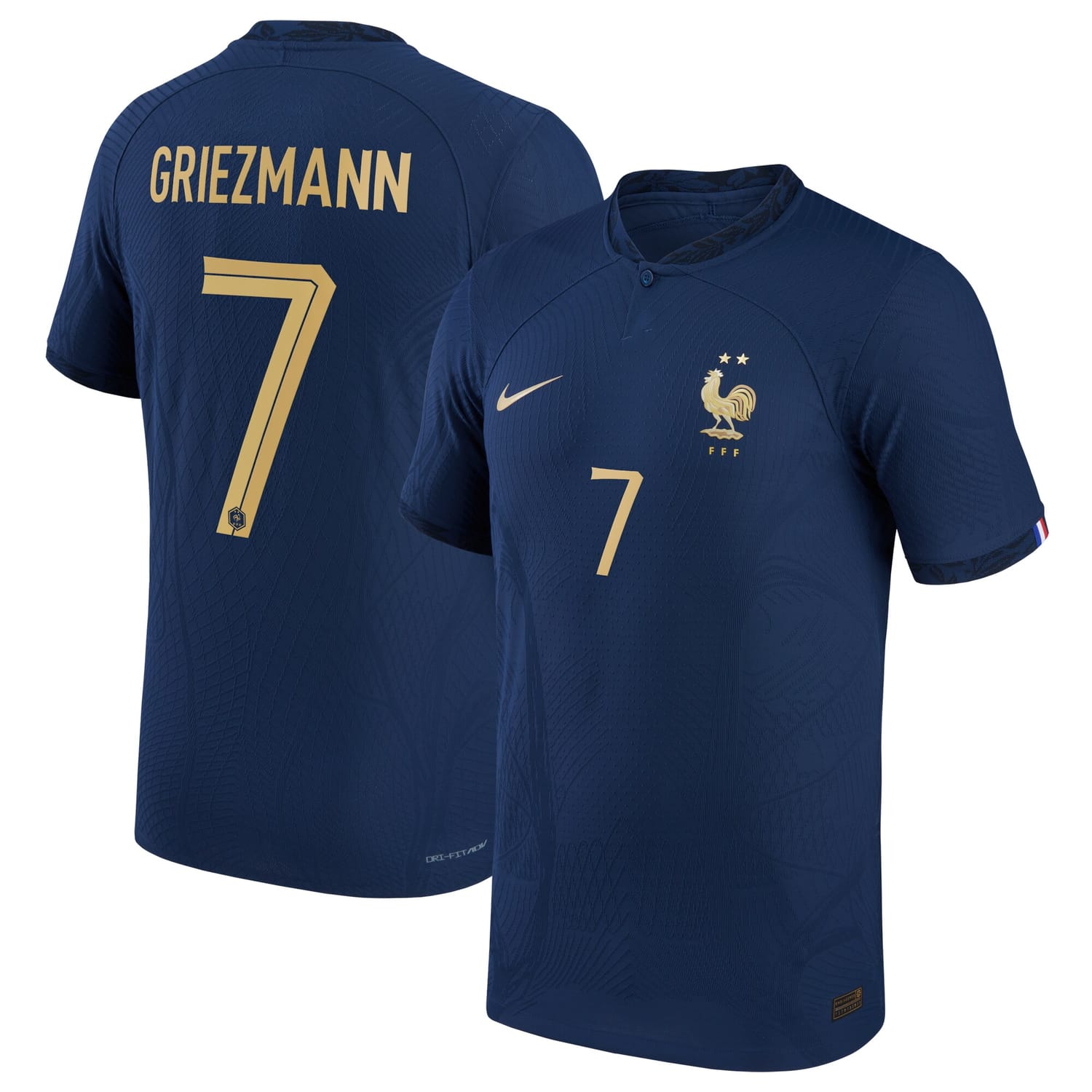 France National Team Home Authentic Jersey Shirt Navy 2022-23 player Antoine Griezmann printing for Men
