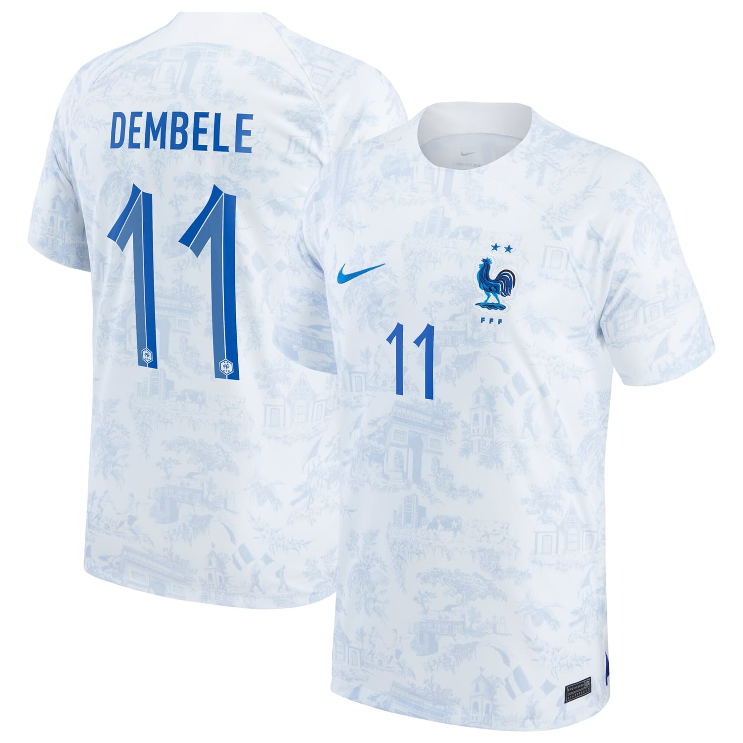 France National Team Away Jersey Shirt White 2022-23 player Ousmane Dembele printing for Men