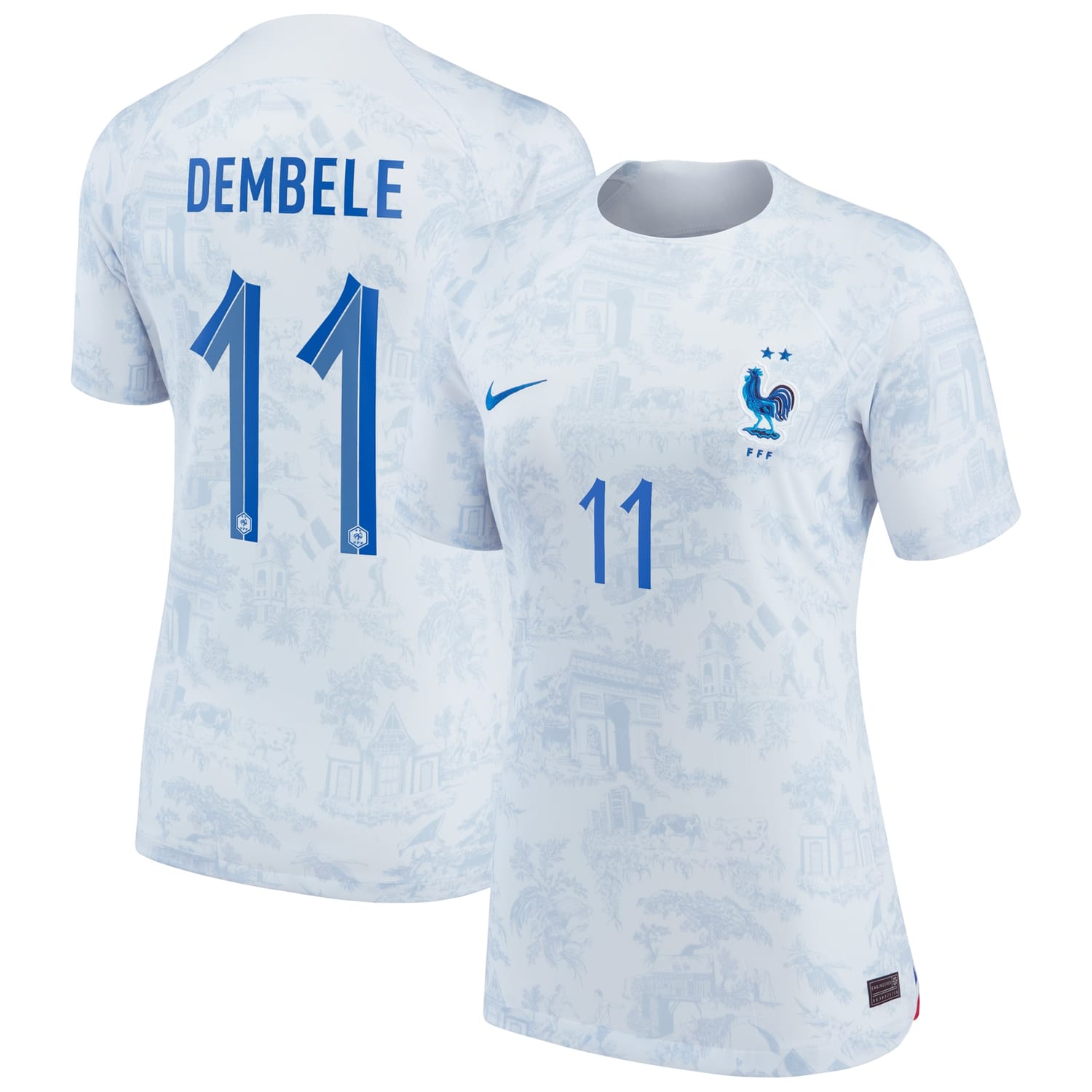 France National Team Away Jersey Shirt White 2022-23 player Ousmane Dembele printing for Women