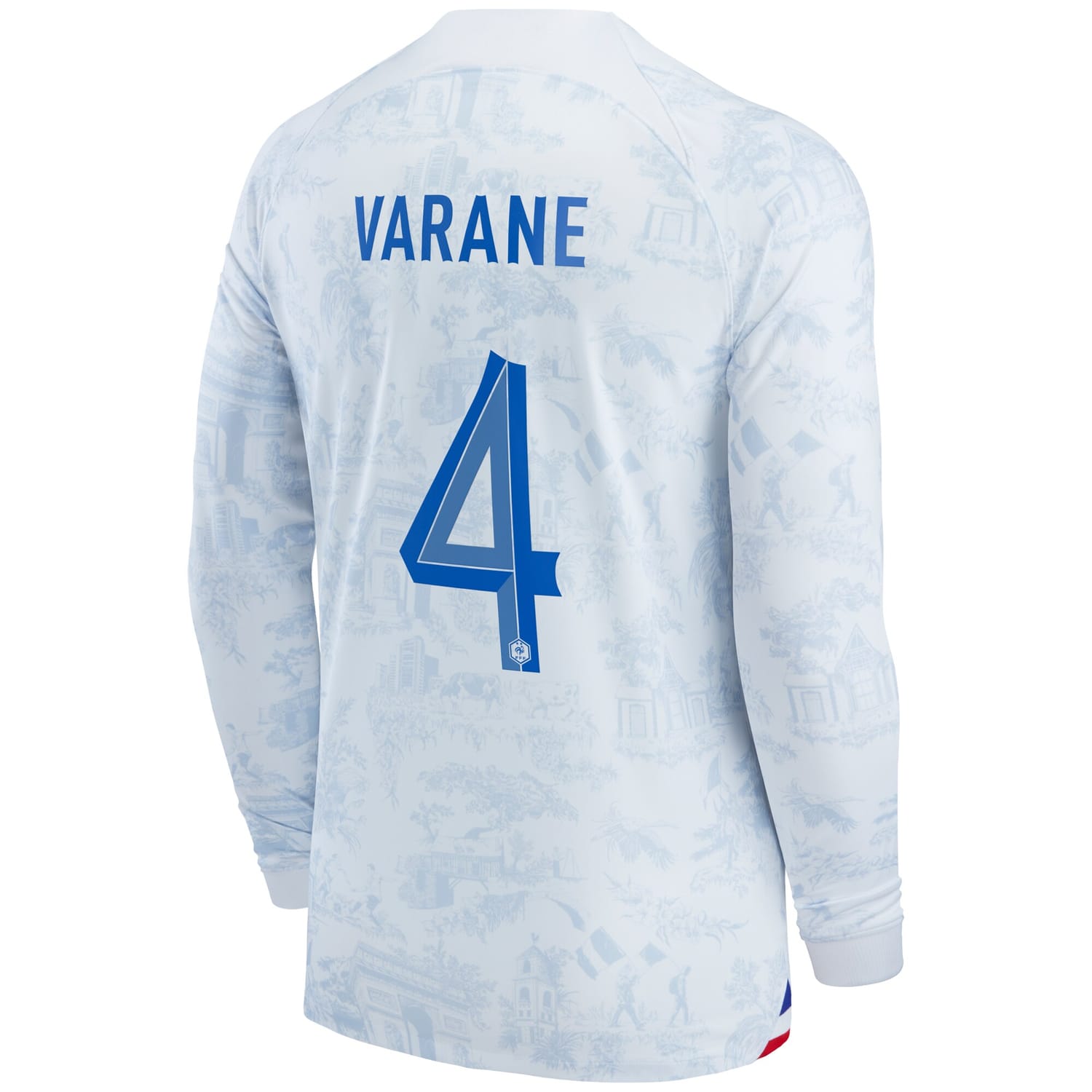 France National Team Away Jersey Shirt Long Sleeve White 2022-23 player Raphael Varane printing for Men