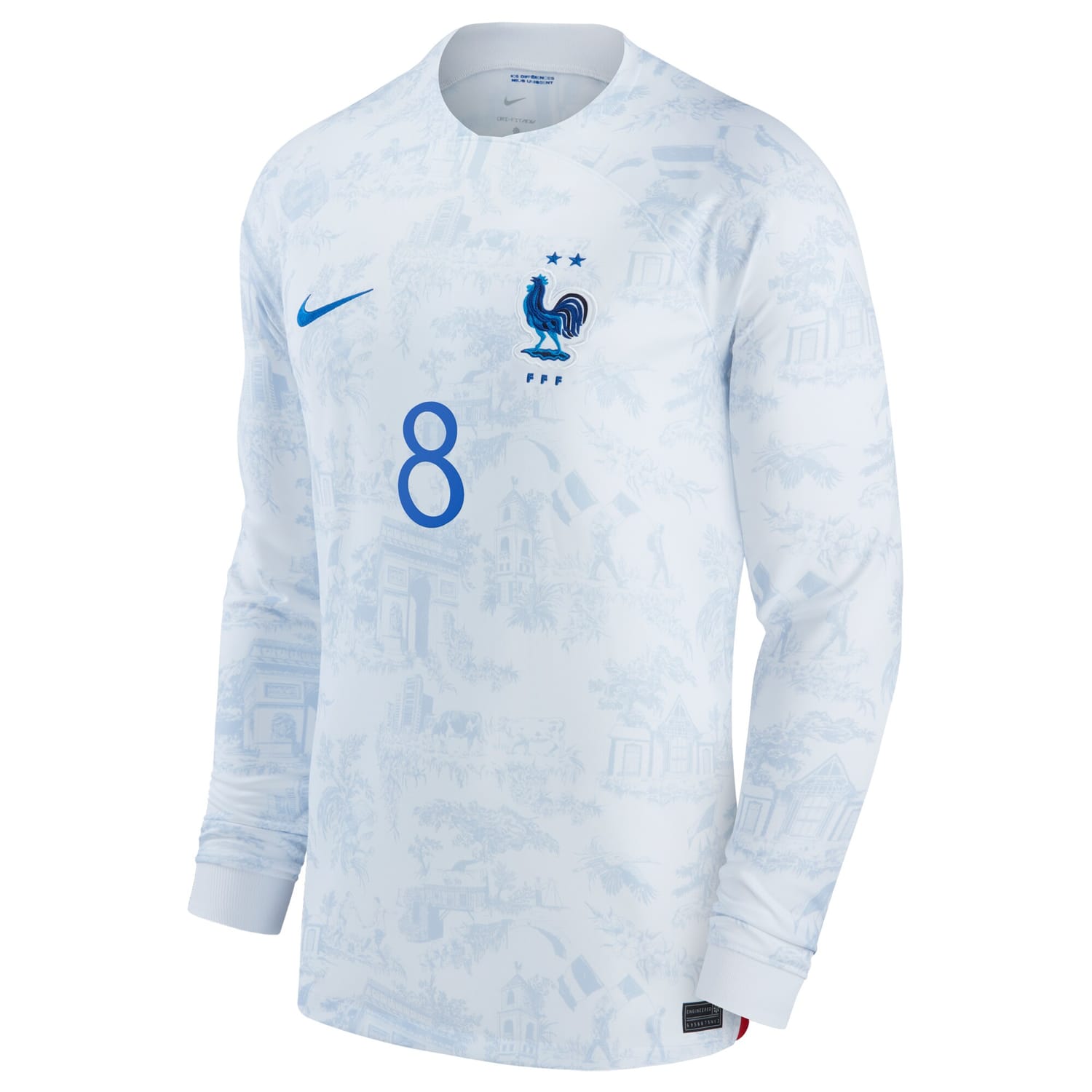 France National Team Away Jersey Shirt Long Sleeve White 2022-23 player Aurélien Tchouaméni printing for Men