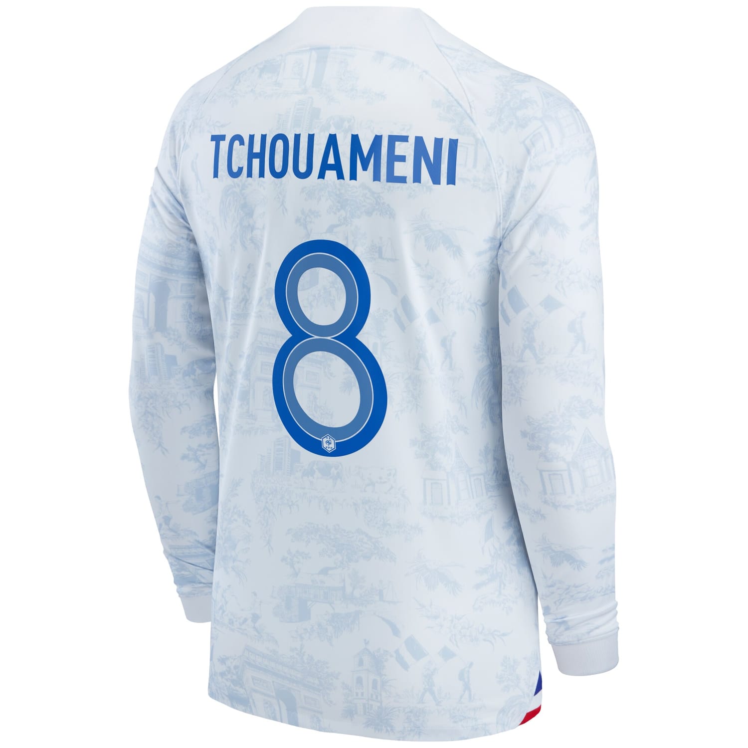 France National Team Away Jersey Shirt Long Sleeve White 2022-23 player Aurélien Tchouaméni printing for Men
