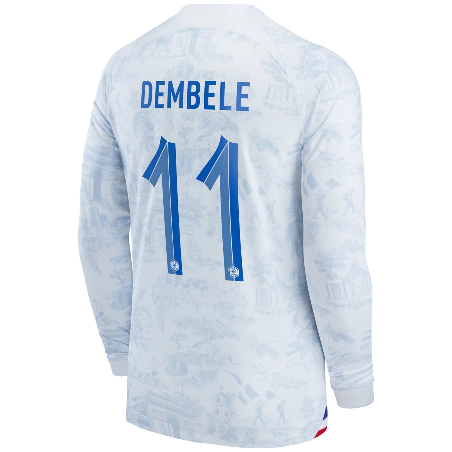 France National Team Away Jersey Shirt Long Sleeve White 2022-23 player Ousmane Dembele printing for Men