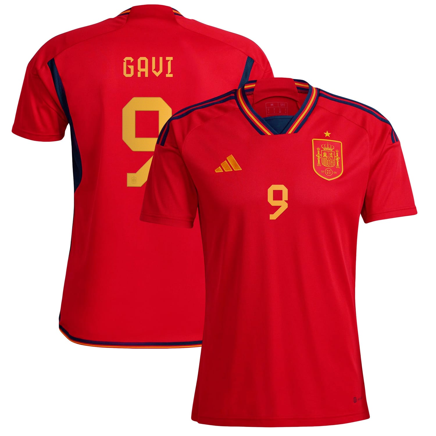 Spain National Team Home Jersey Shirt Red 2022-23 player Gavi printing for Men