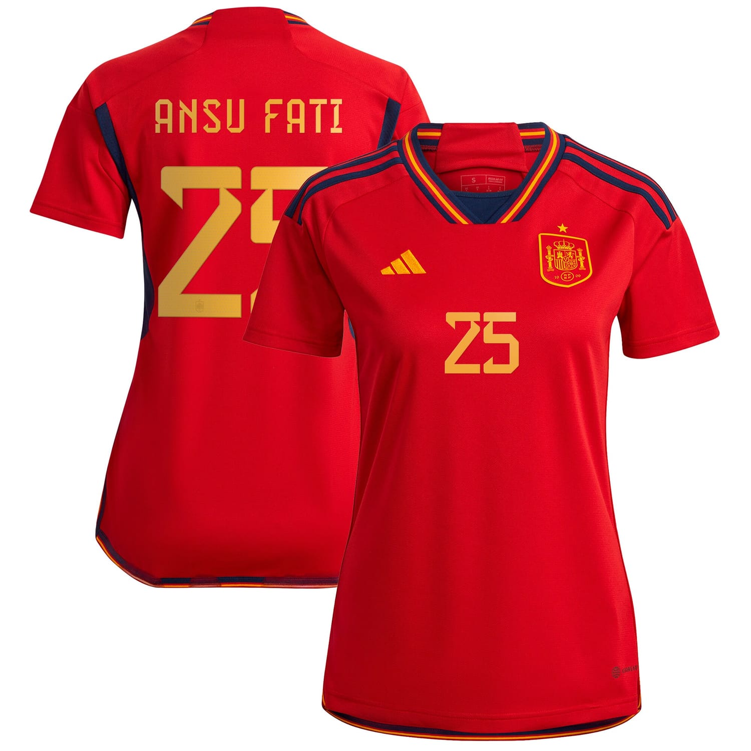 Spain National Team Home Jersey Shirt Red 2022-23 player Ansu Fati printing for Women