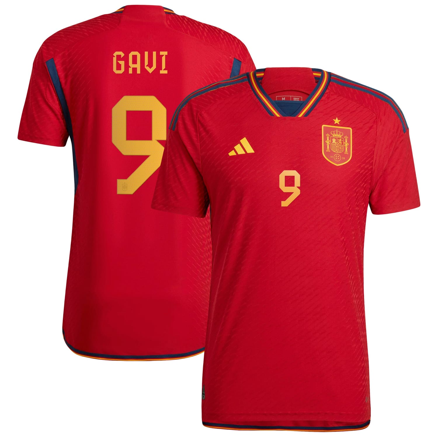 Spain National Team Home Authentic Jersey Shirt Red 2022-23 player Gavi printing for Men