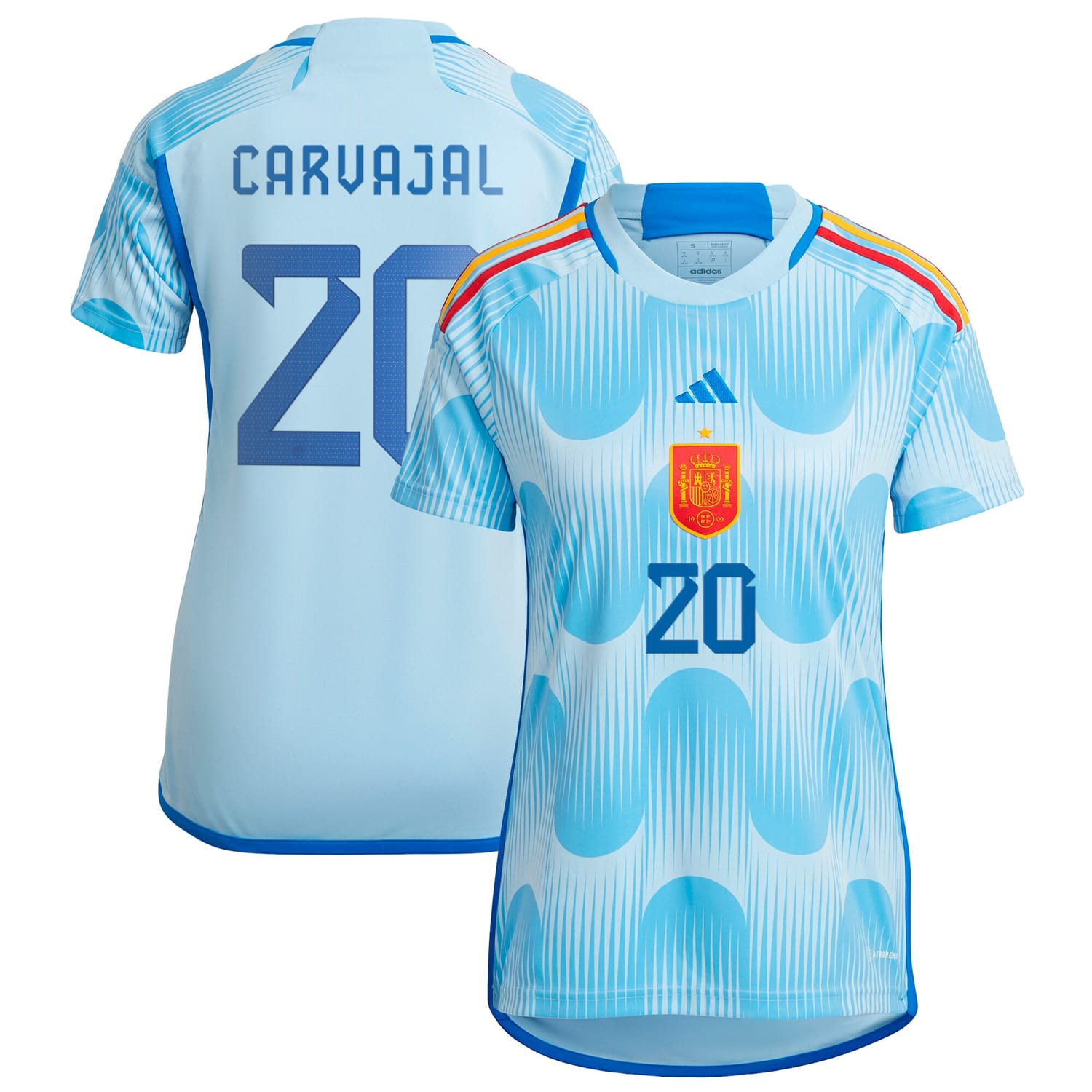 Spain National Team Away Jersey Shirt Blue 2022-23 player Daniel Carvajal printing for Women