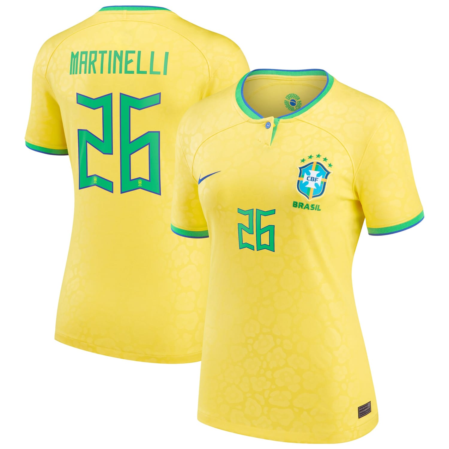 Brazil National Team Home Jersey Shirt Yellow 2022-23 player Gabriel Martinelli printing for Women