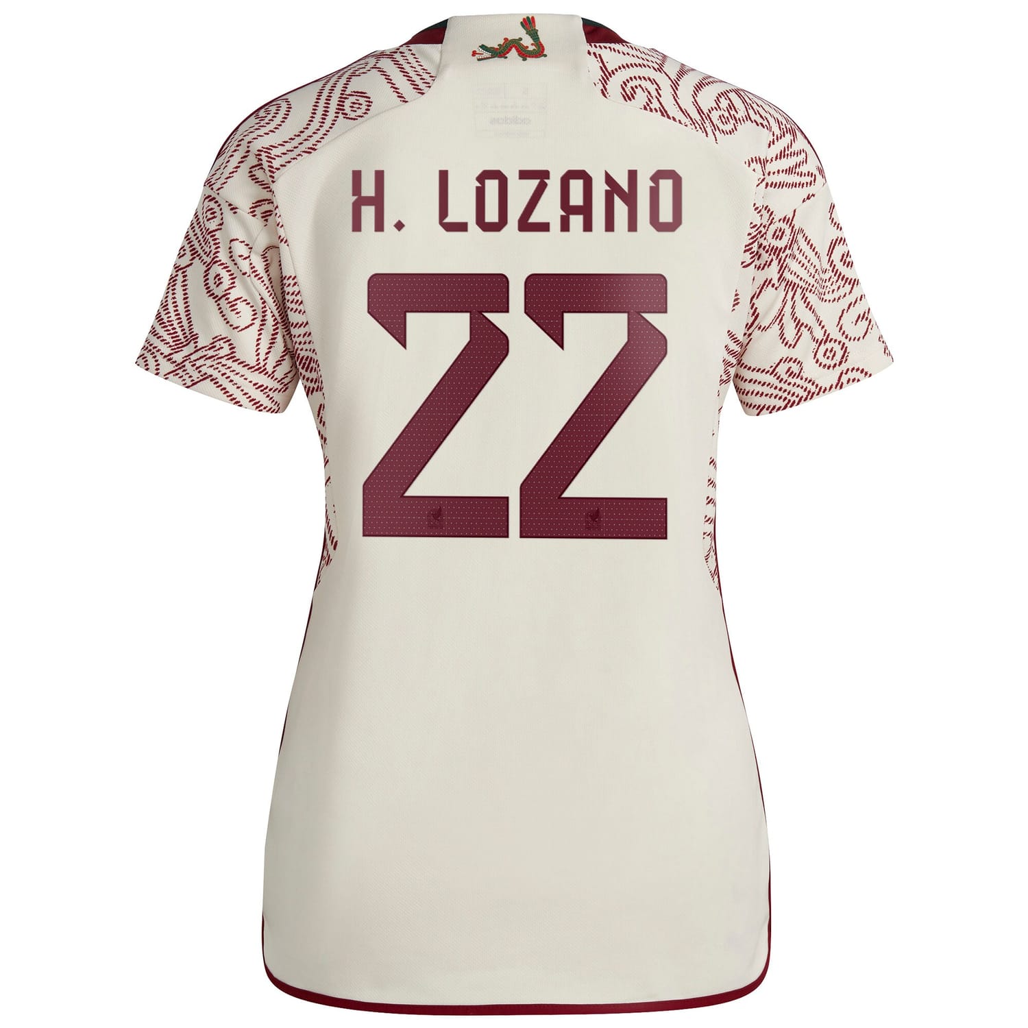 Mexico National Team Away Jersey Shirt White 2022-23 player Hirving Lozano printing for Women