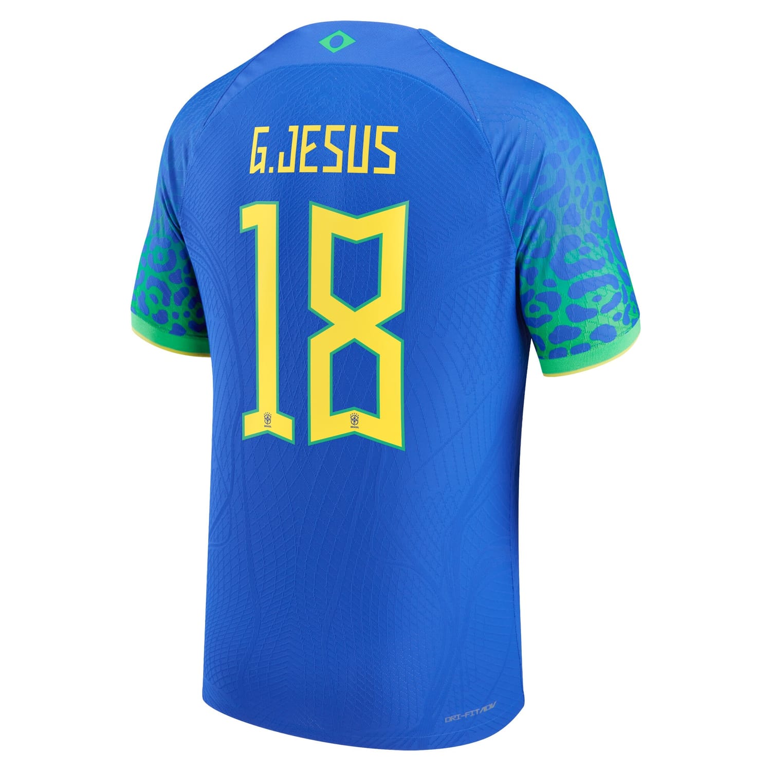Brazil National Team Away Authentic Jersey Shirt Blue 2022-23 player Gabriel Jesus printing for Men
