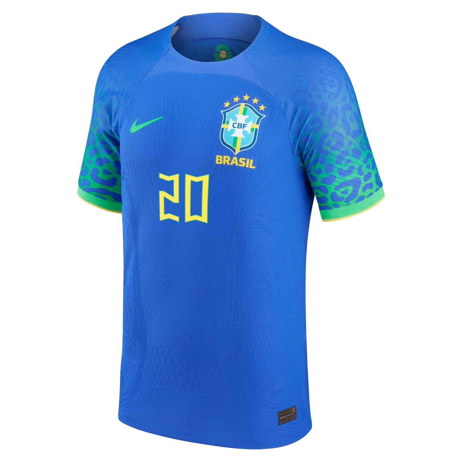 Brazil National Team Away Authentic Jersey Shirt Blue 2022-23 player Vinicius Junior printing for Men