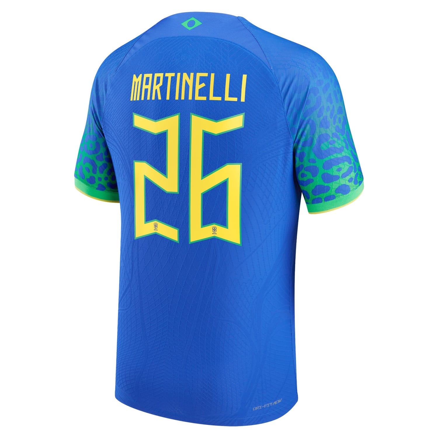 Brazil National Team Away Authentic Jersey Shirt Blue 2022-23 player Gabriel Martinelli printing for Men