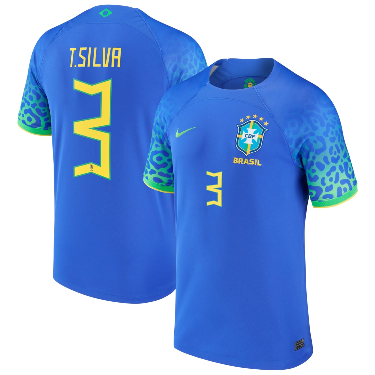 Brazil National Team Away Jersey Shirt Blue 2022-23 player Thiago Silva printing for Men