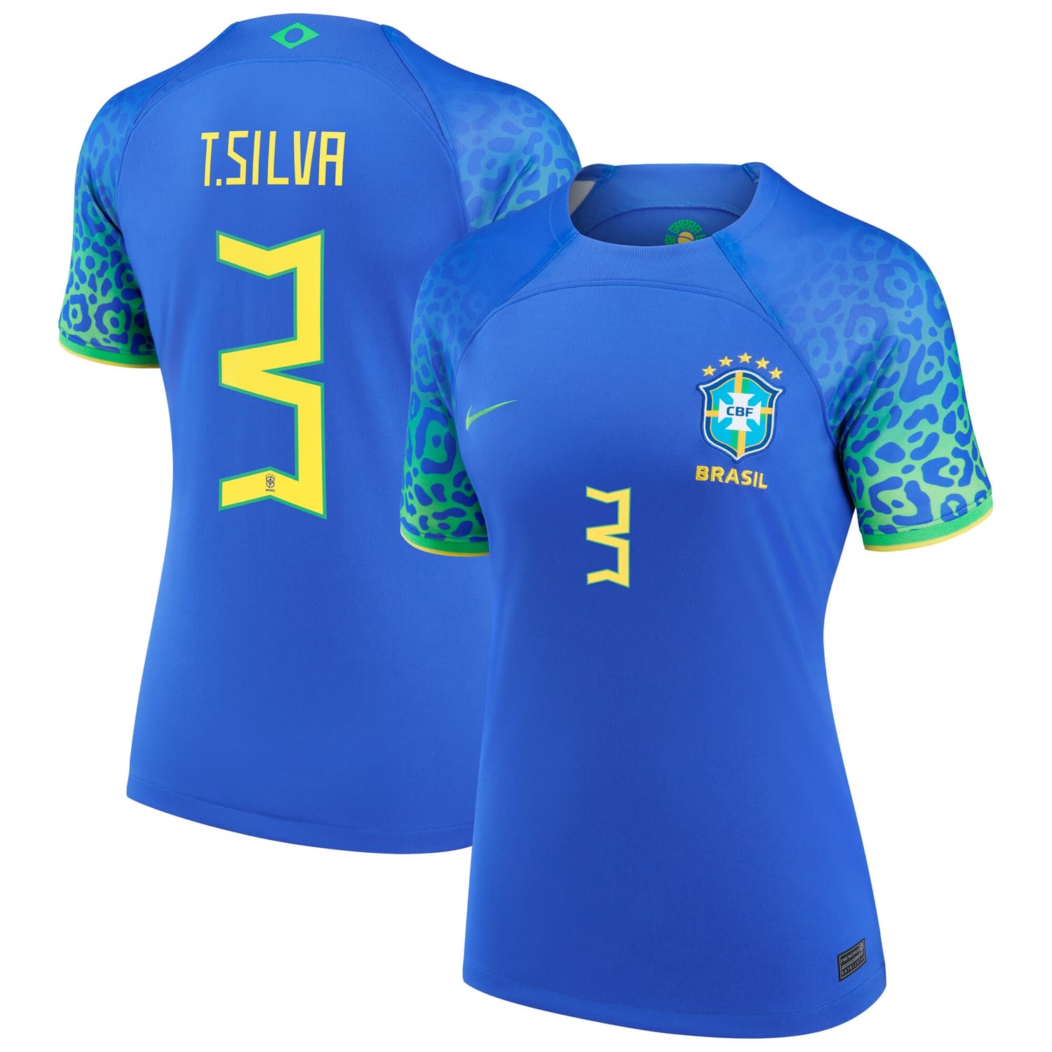 Brazil National Team Away Jersey Shirt Blue 2022-23 player Thiago Silva printing for Women
