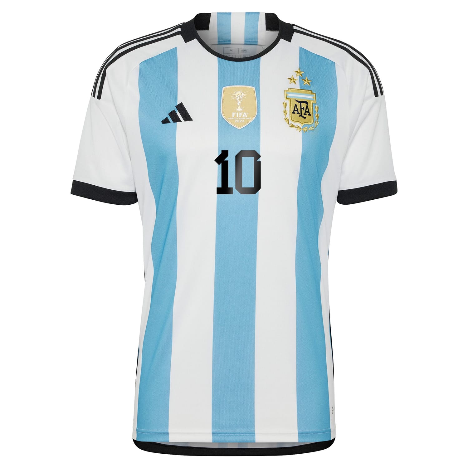 Champions Argentina National Team Home Winners Jersey Shirt White/Light Blue 2022 player Lionel Messi printing for Men