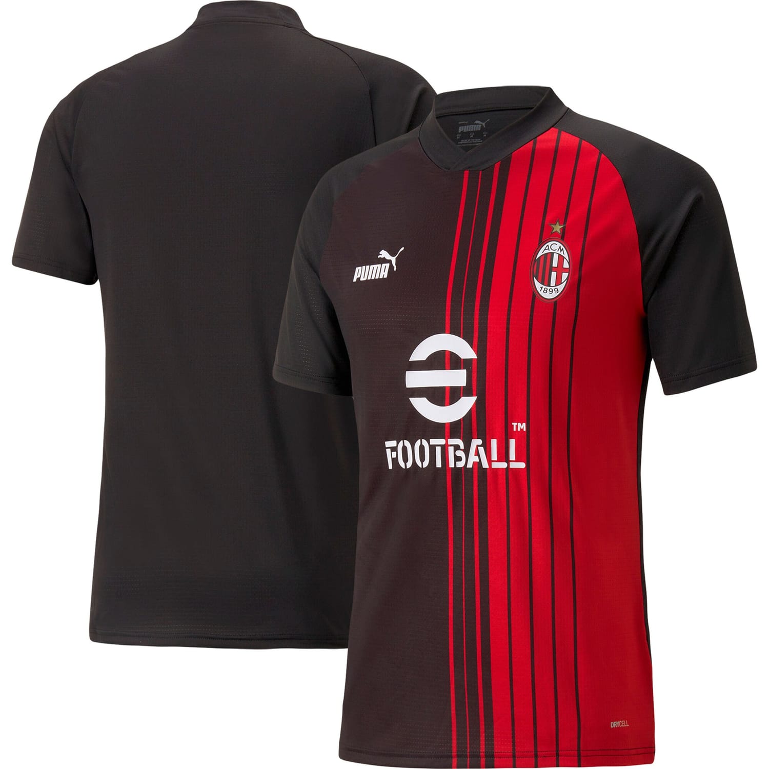Serie A AC Milan Pre-Match Jersey Shirt Black 2022-23 for Men