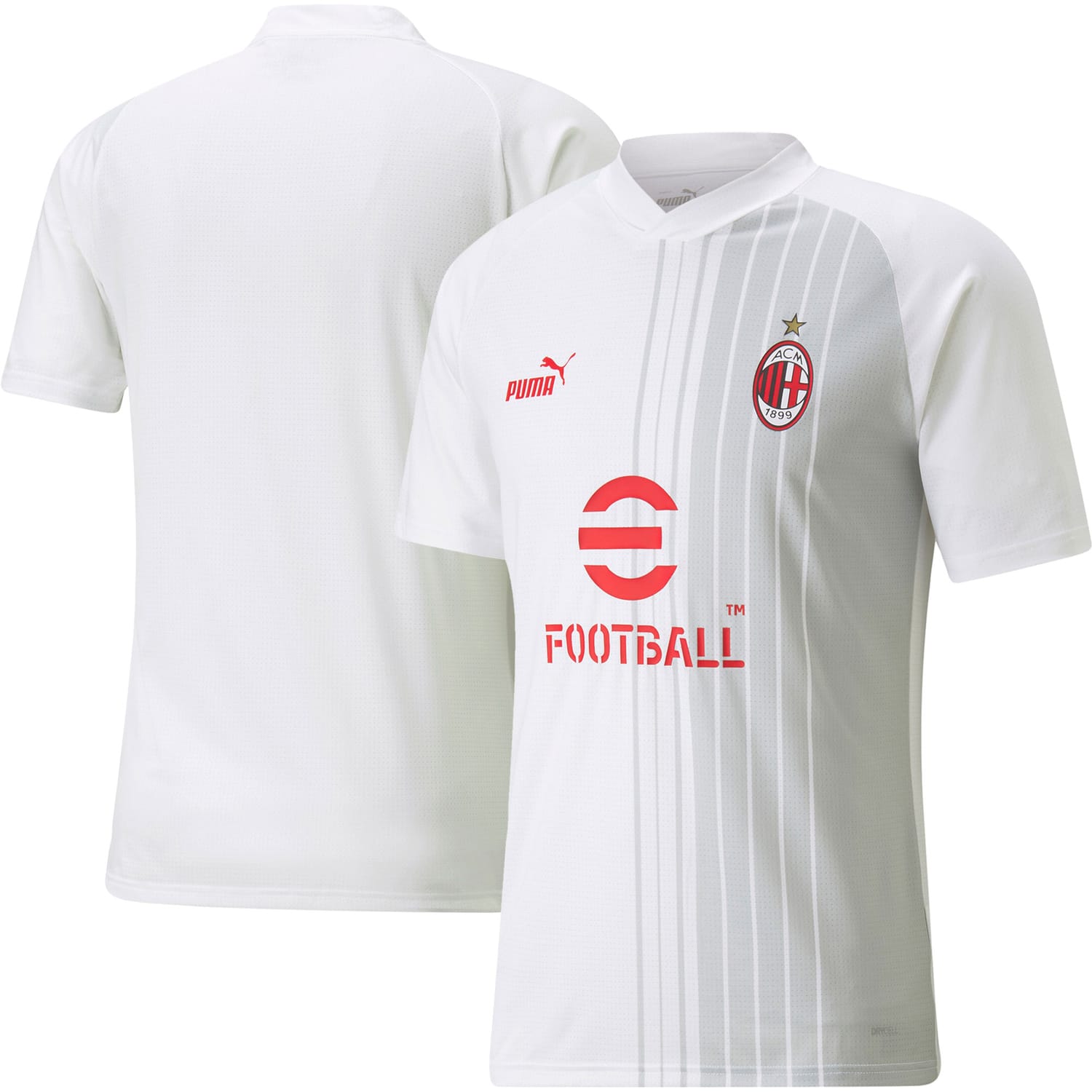 Serie A AC Milan Pre-Match Jersey Shirt White 2022-23 for Men
