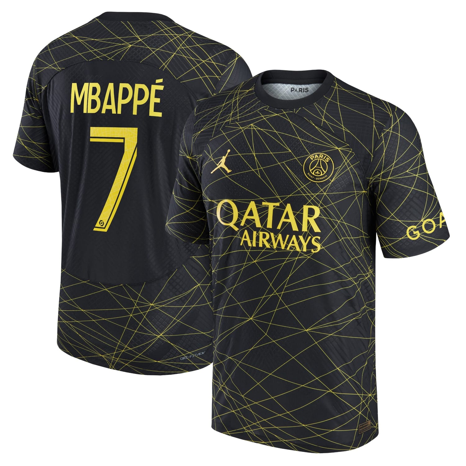 Ligue 1 Paris Saint-Germain Fourth Authentic Jersey Shirt Black 2022-23 player Kylian Mbappe printing for Men