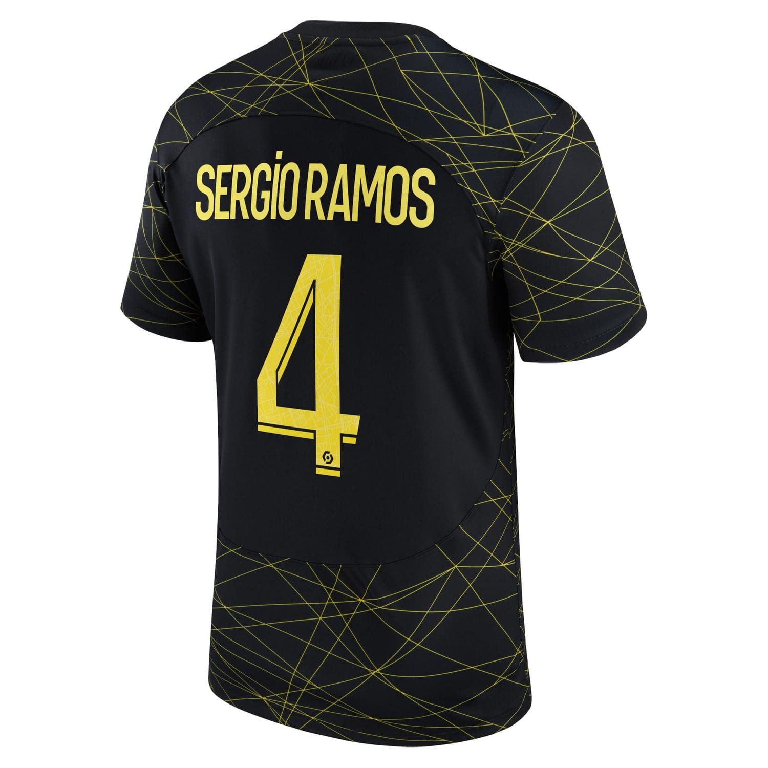 Ligue 1 Paris Saint-Germain Fourth Jersey Shirt Black 2022-23 player Sergio Ramos printing for Men