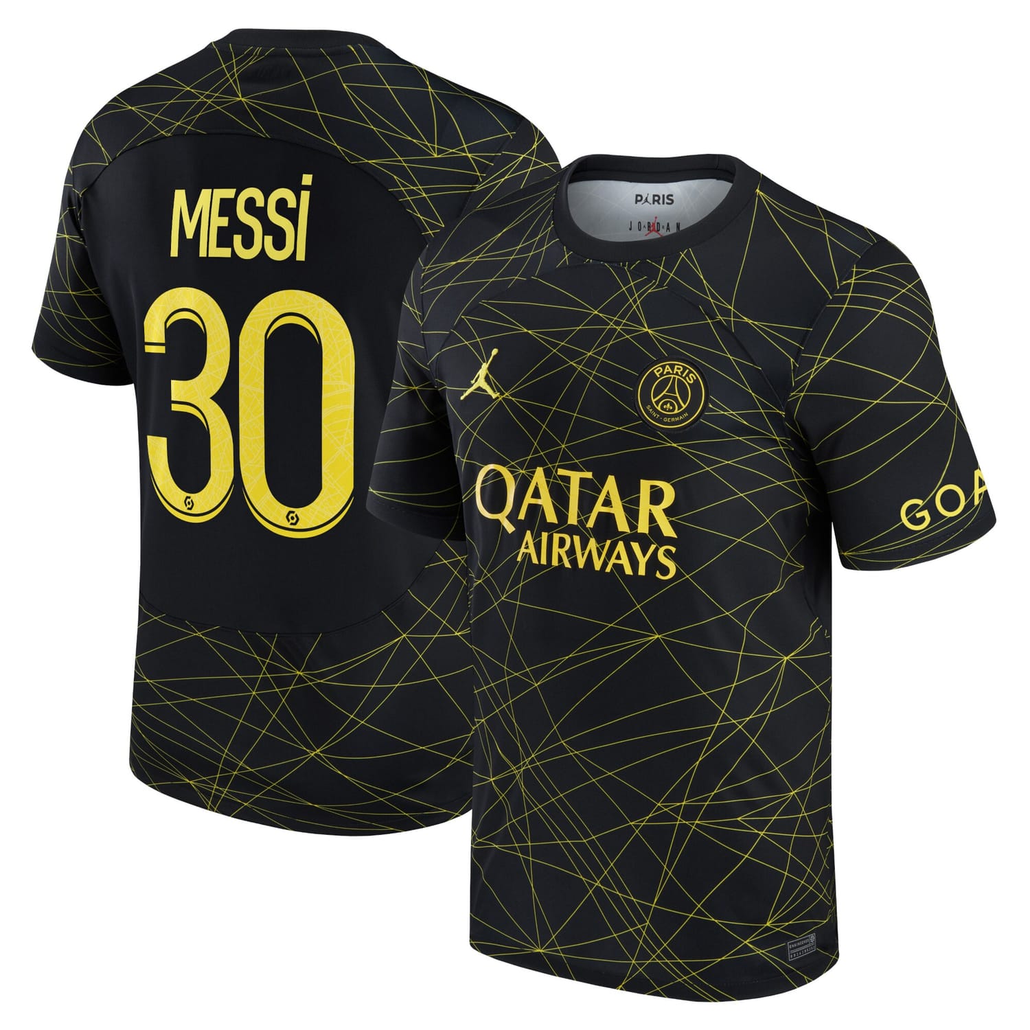 Ligue 1 Paris Saint-Germain Fourth Jersey Shirt Black 2022-23 player Lionel Messi printing for Men