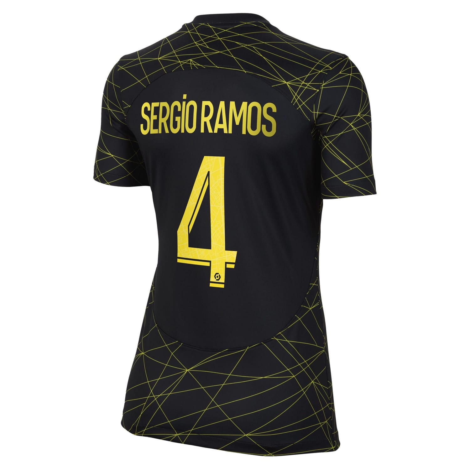 Ligue 1 Paris Saint-Germain Fourth Jersey Shirt Black 2022-23 player Sergio Ramos printing for Women