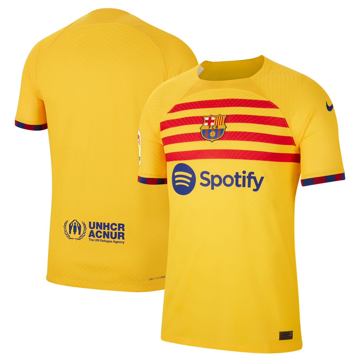 La Liga Barcelona Fourth Authentic Jersey Shirt Yellow 2022-23 for Men