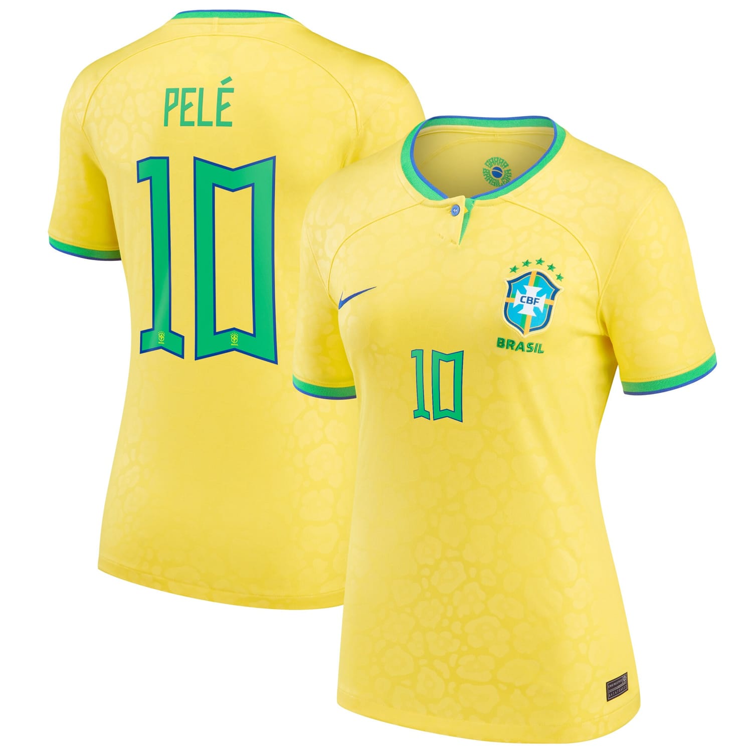 Brazil National Team Home Jersey Shirt Yellow 2022-23 player Pele printing for Women