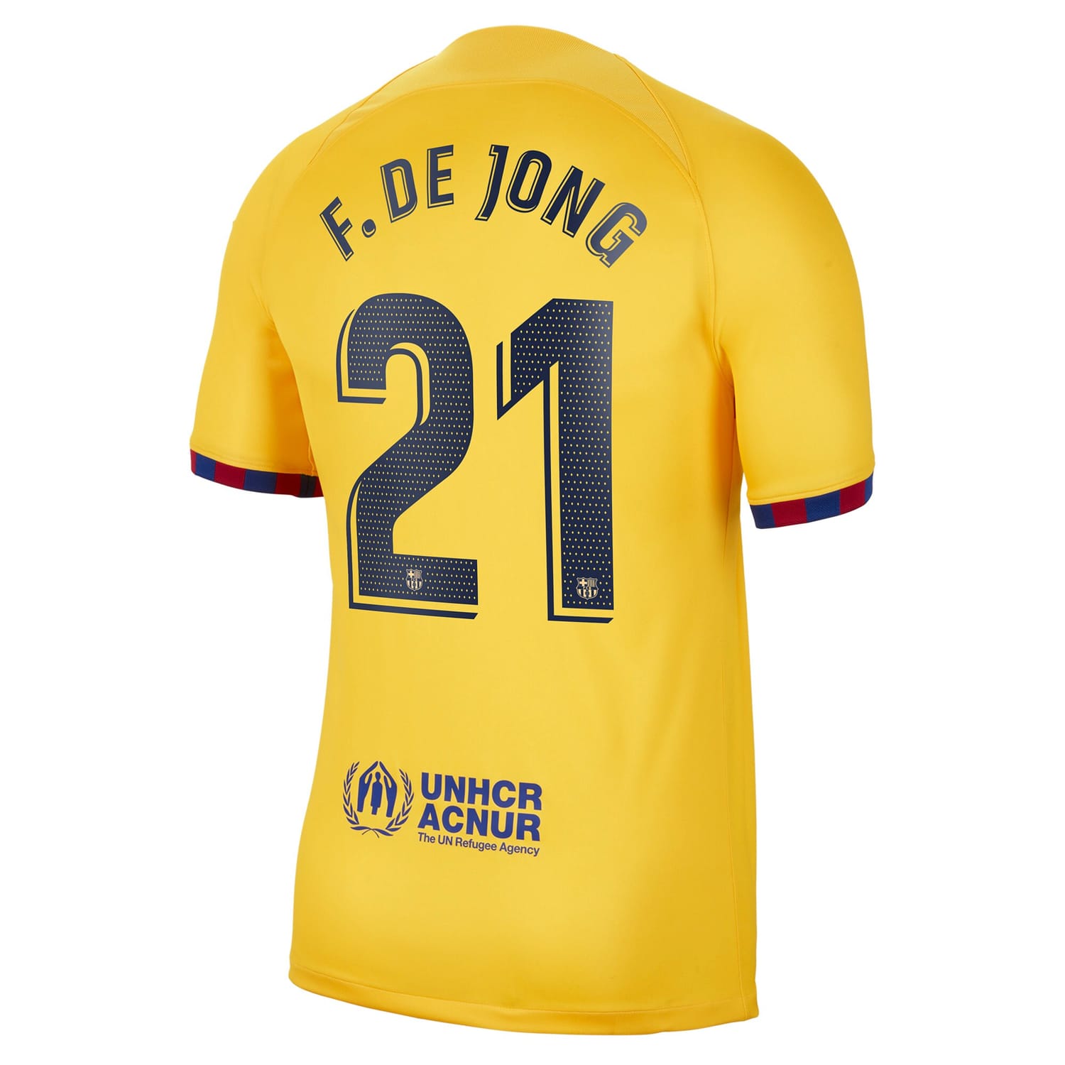La Liga Barcelona Fourth Jersey Shirt Yellow 2022-23 player Frenkie de Jong printing for Men