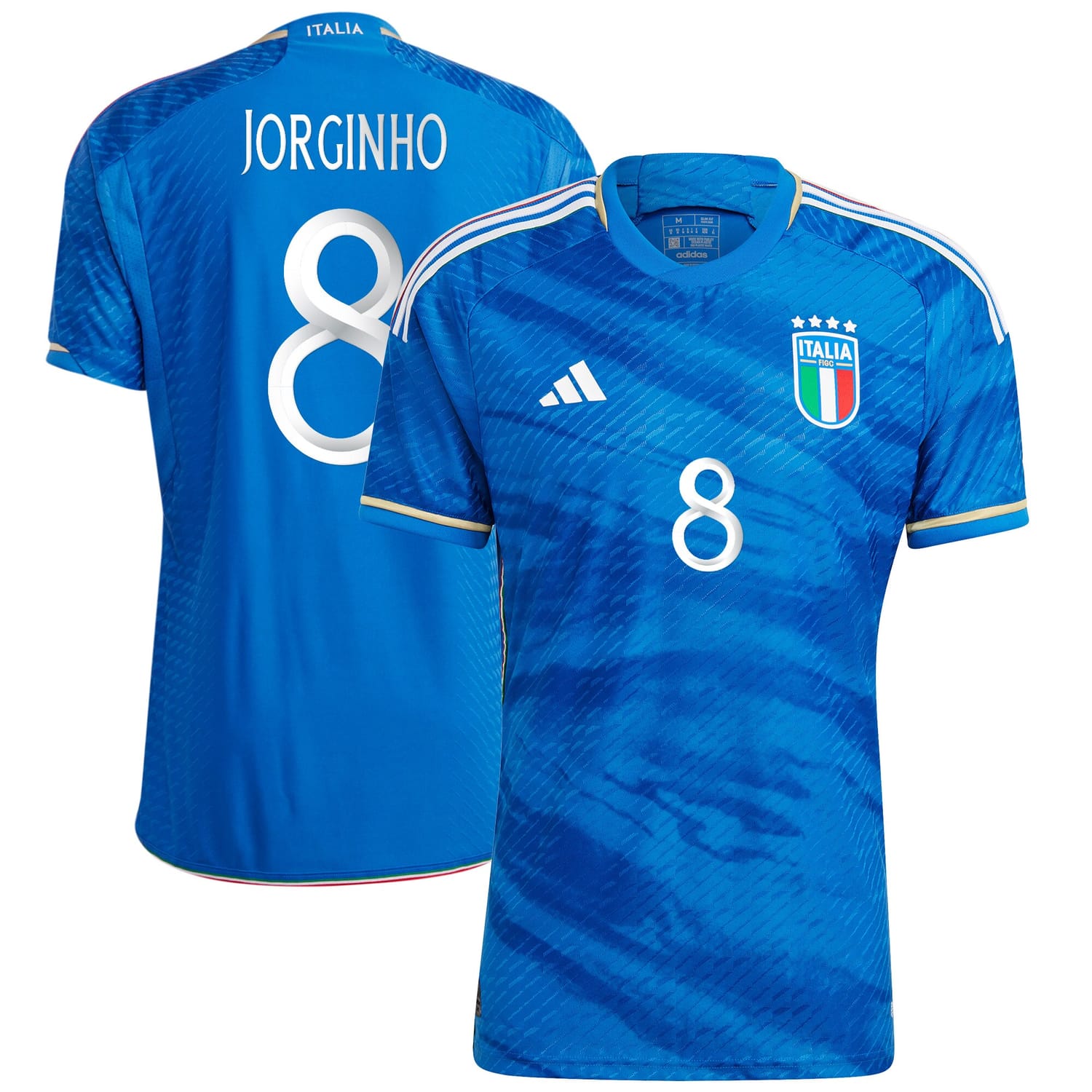 Italy National Team Home Authentic Jersey Shirt Blue 2023 player Jorginho printing for Men